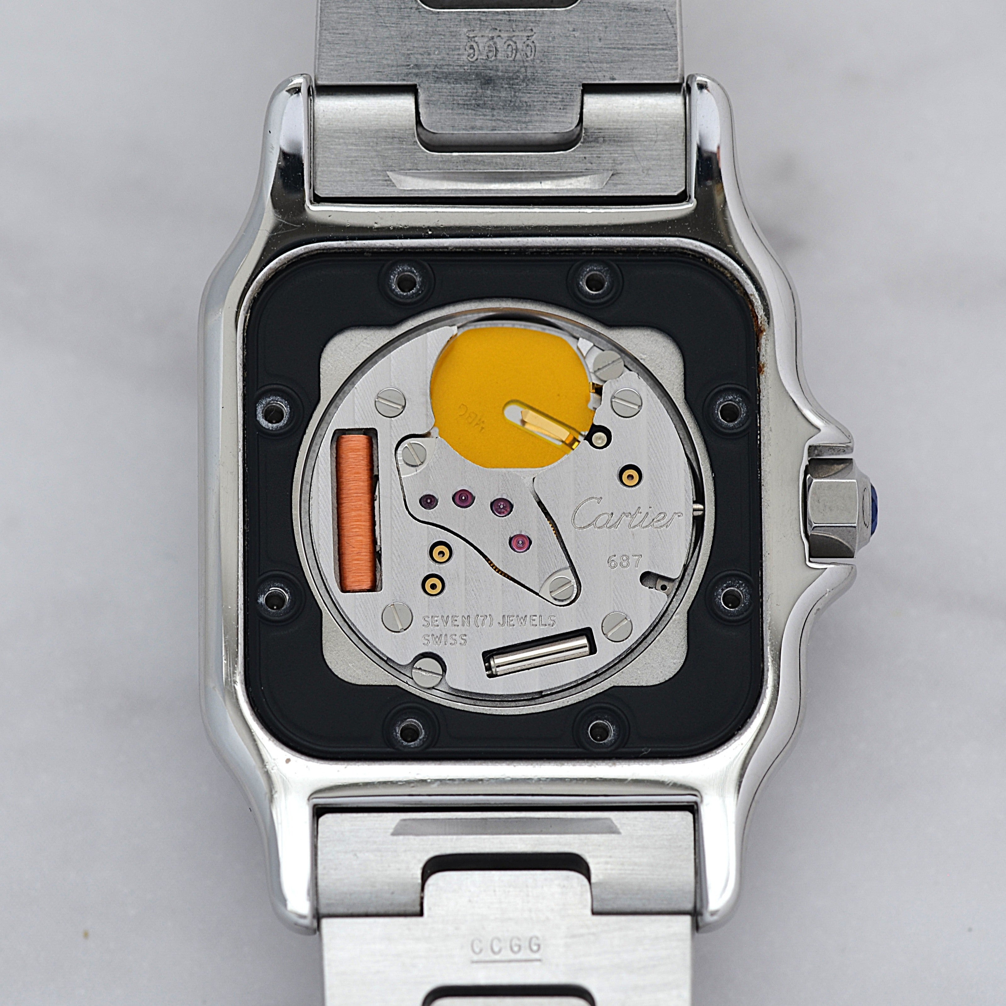 【Cartier】カルティエ サントスガルベLM ブルーローマ文字盤 後期型ブレスレット仕様 修理明細書付き