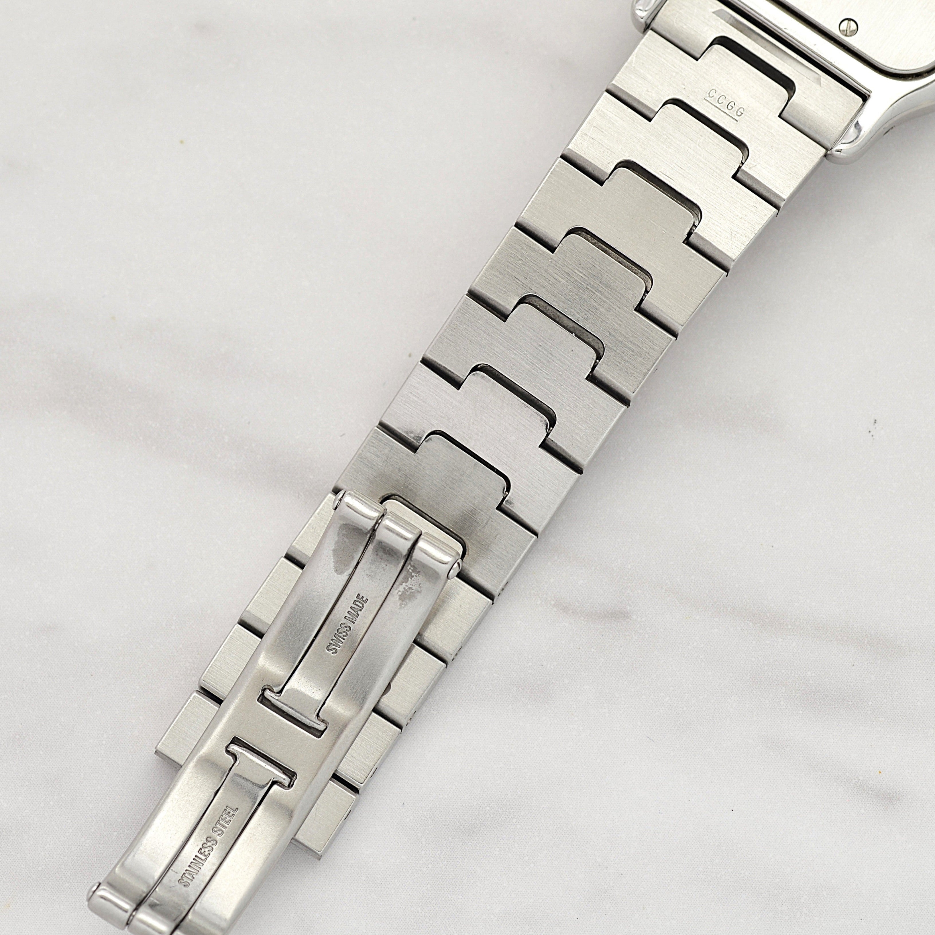 【Cartier】カルティエ サントスガルベLM ブルーローマ文字盤 後期型ブレスレット仕様 修理明細書付き