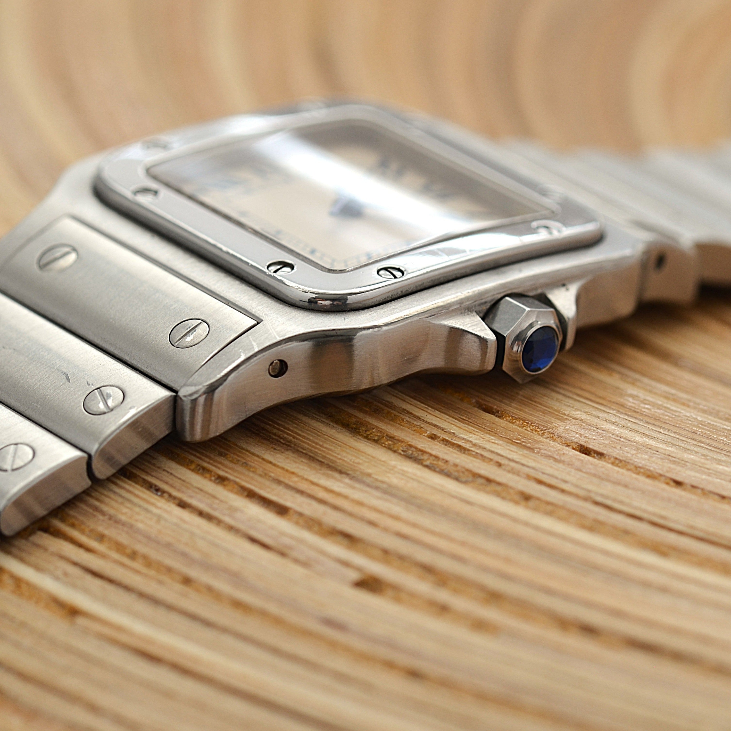 【Cartier】カルティエ サントスガルベLM ブルーローマ文字盤 後期型ブレスレット仕様 修理明細書付き