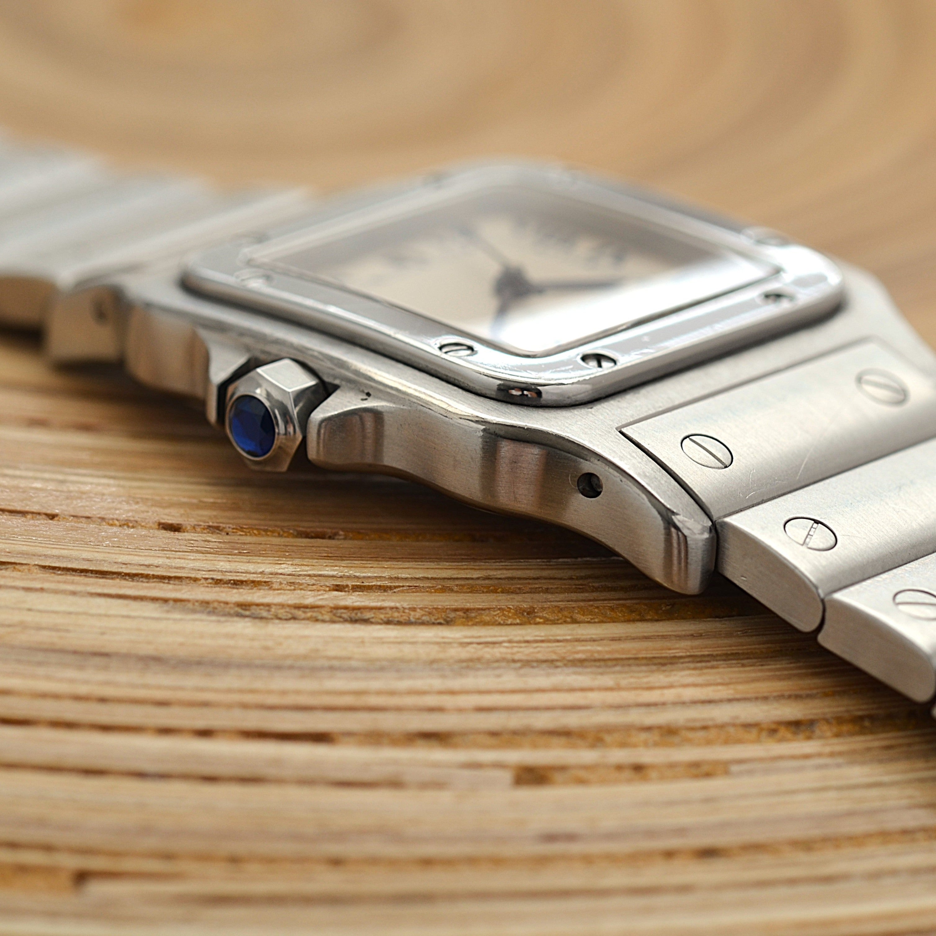 【Cartier】カルティエ サントスガルベLM ブルーローマ文字盤 後期型ブレスレット仕様 修理明細書付き