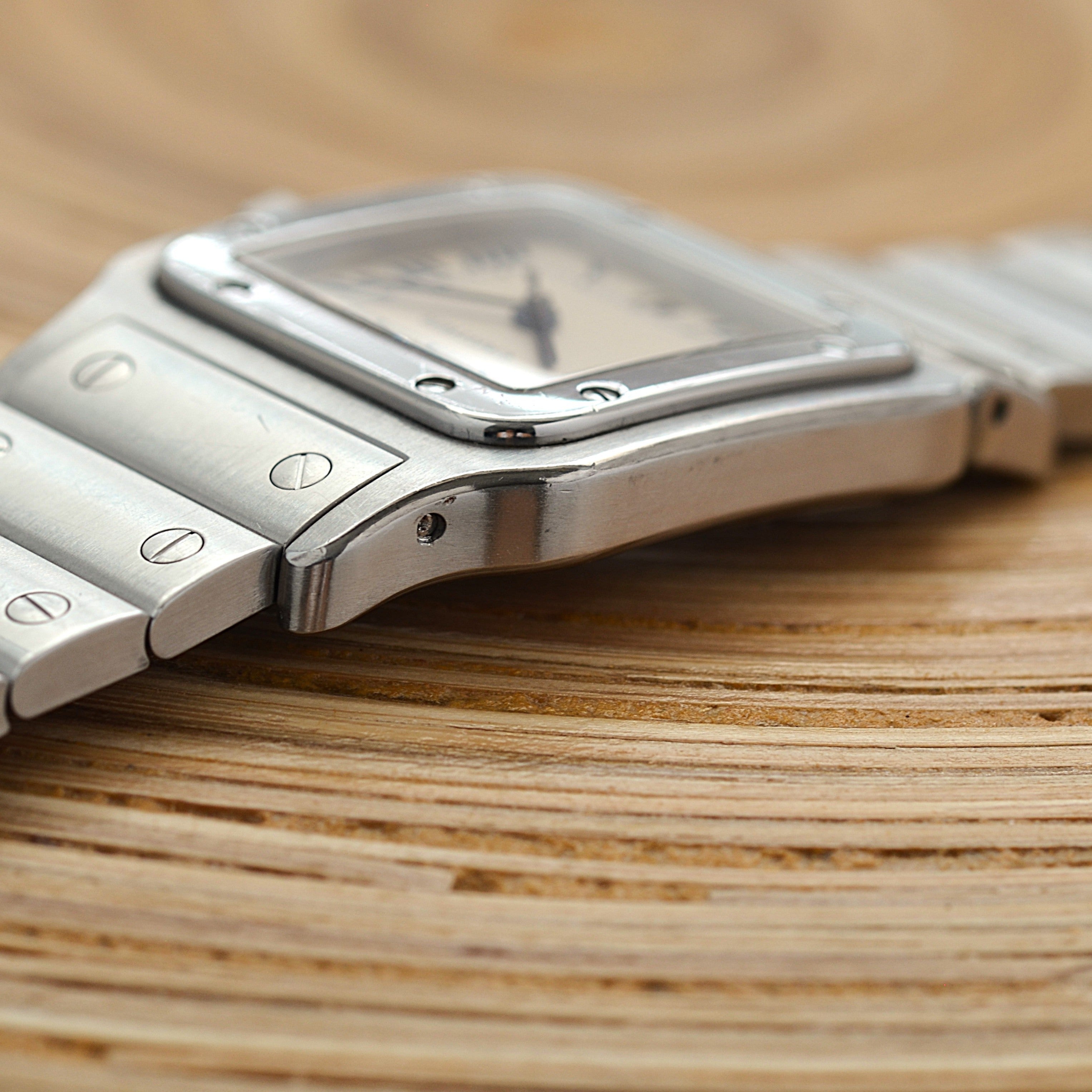 【Cartier】カルティエ サントスガルベLM ブルーローマ文字盤 後期型ブレスレット仕様 修理明細書付き