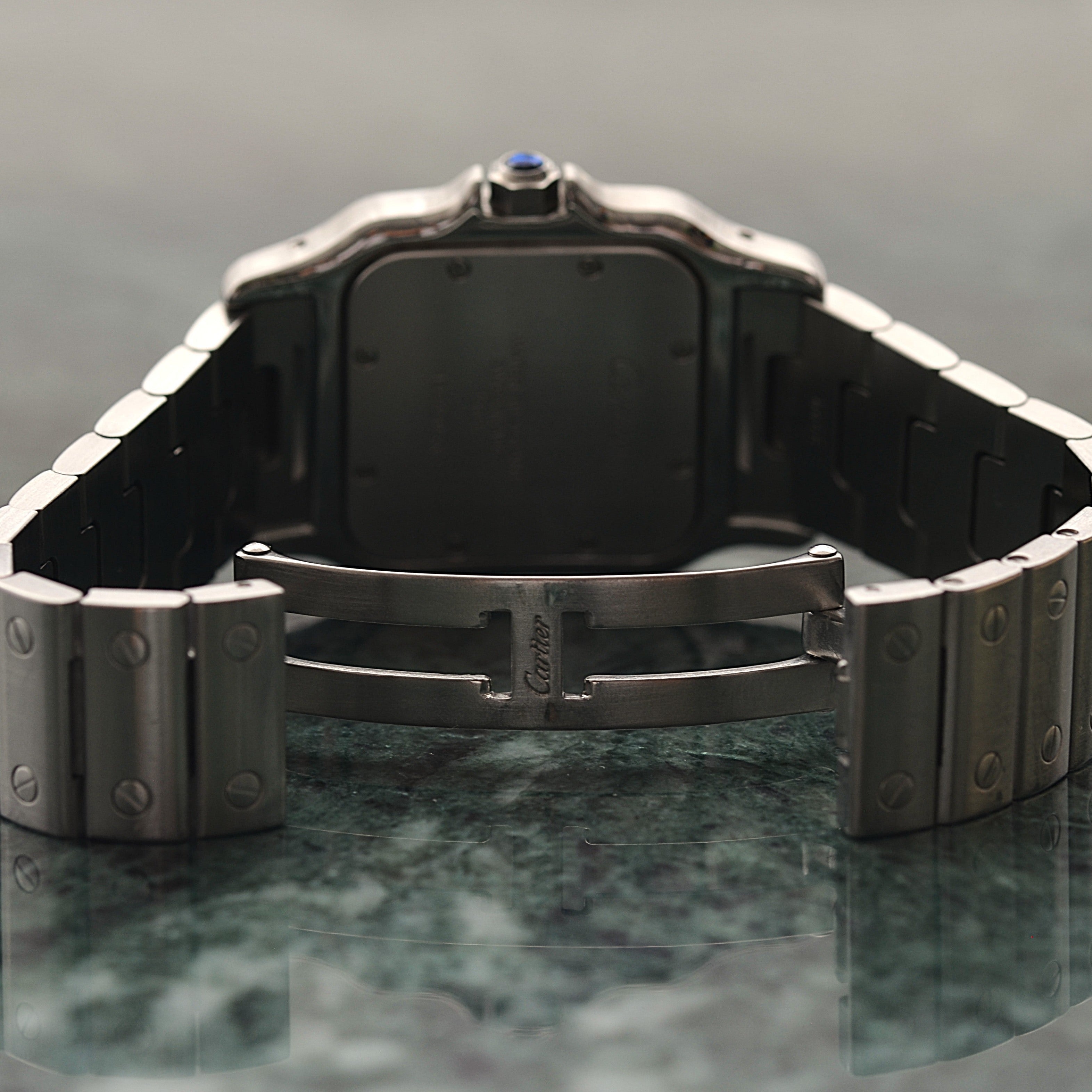 【Cartier】カルティエ サントスガルベLM ブルーローマ文字盤 後期型ブレスレット仕様 修理明細書付き