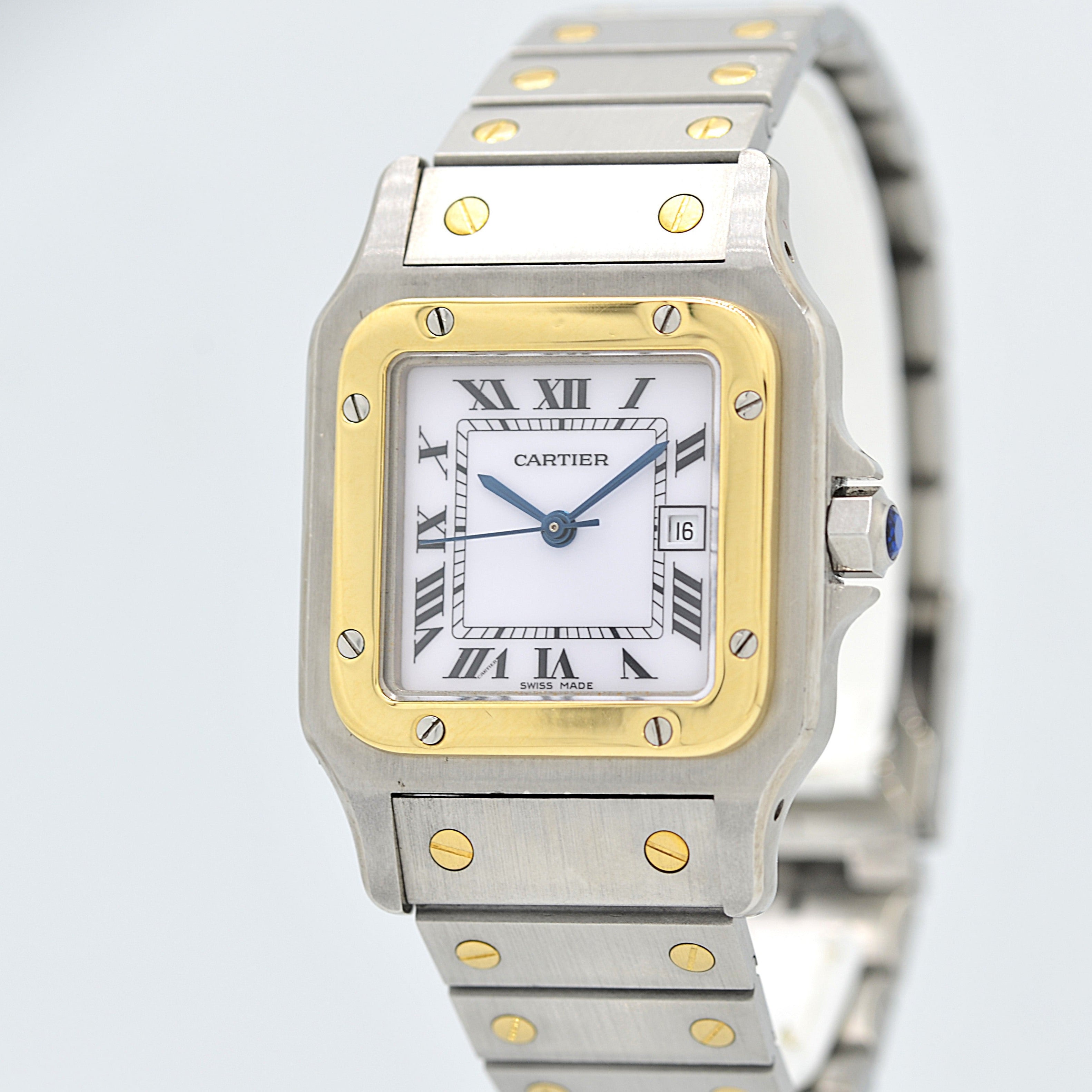 【Cartier】カルティエ サントスガルベ LM 18KYG×SS SWISS MADE 表記 修理明細書付き