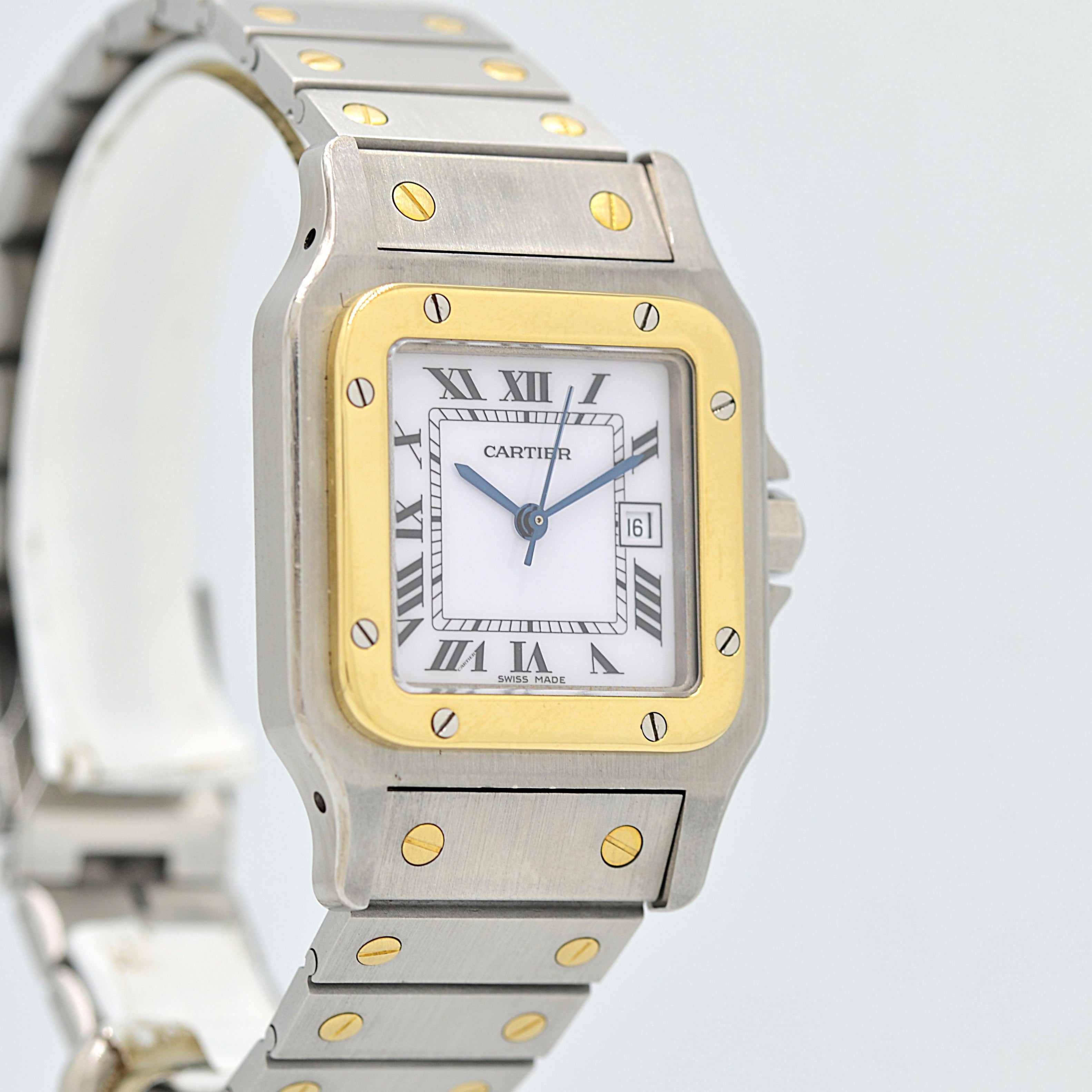 【Cartier】カルティエ サントスガルベ LM 18KYG×SS SWISS MADE 表記 修理明細書付き