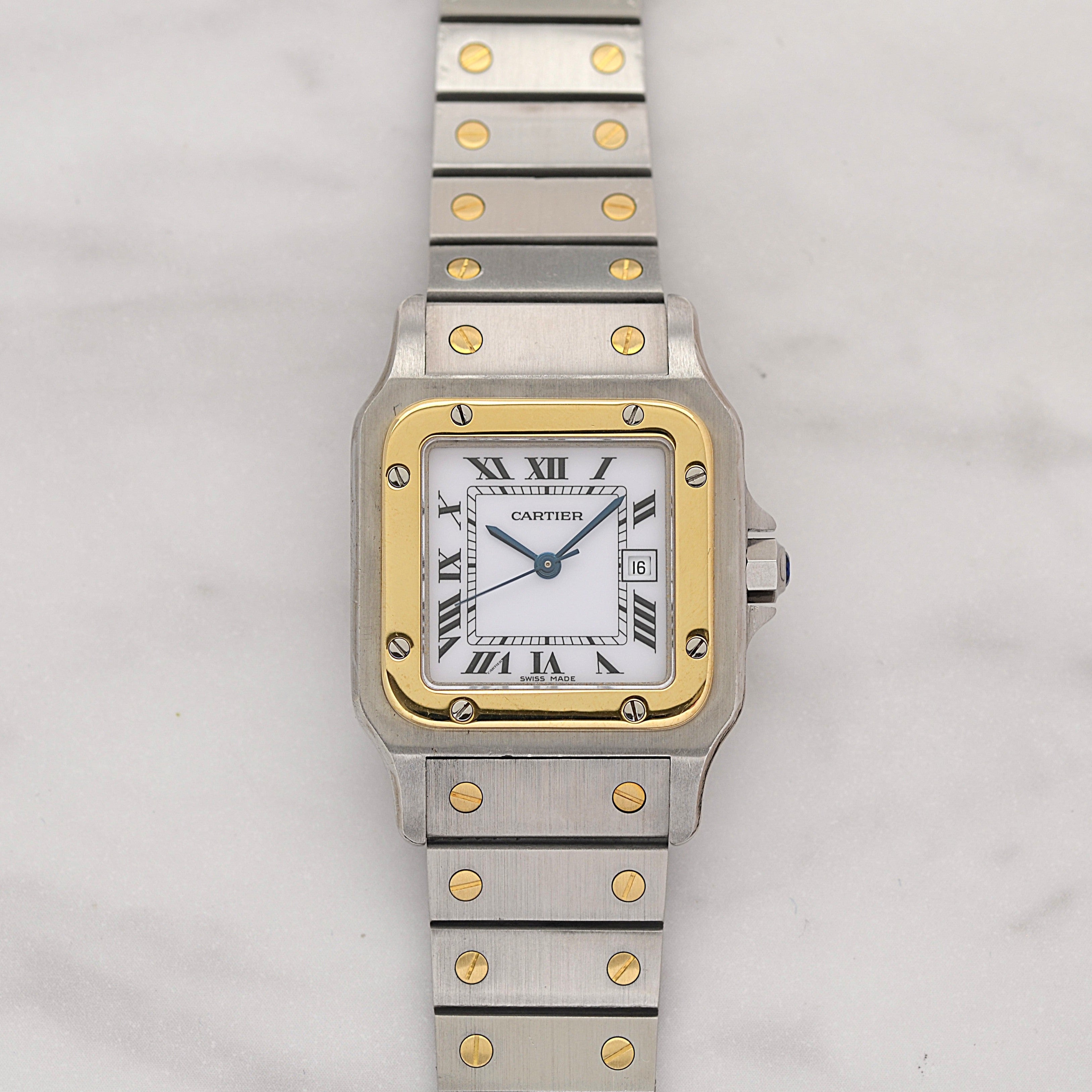 【Cartier】カルティエ サントスガルベ LM 18KYG×SS SWISS MADE 表記 修理明細書付き