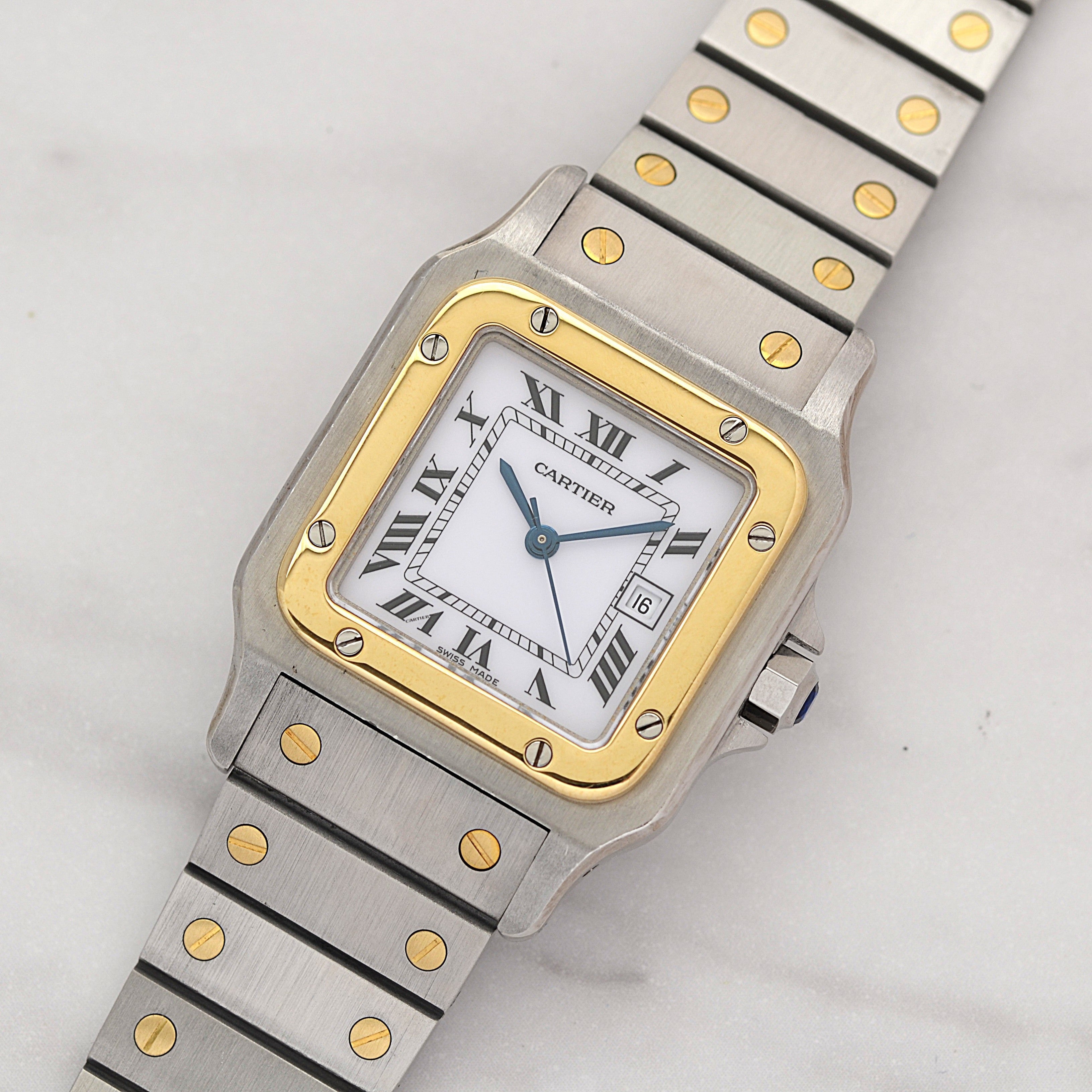 【Cartier】カルティエ サントスガルベ LM 18KYG×SS SWISS MADE 表記 修理明細書付き