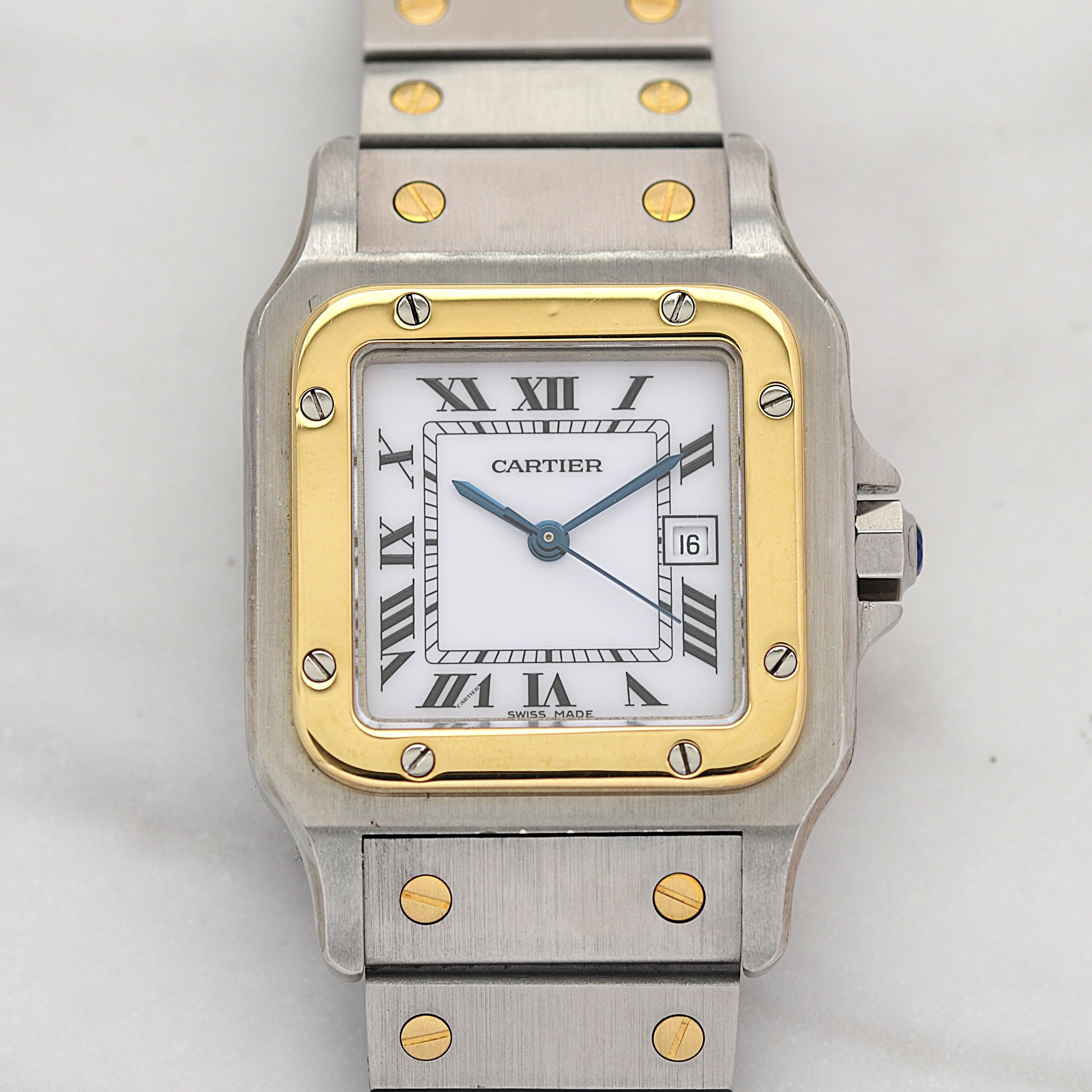 【Cartier】カルティエ サントスガルベ LM 18KYG×SS SWISS MADE 表記 修理明細書付き