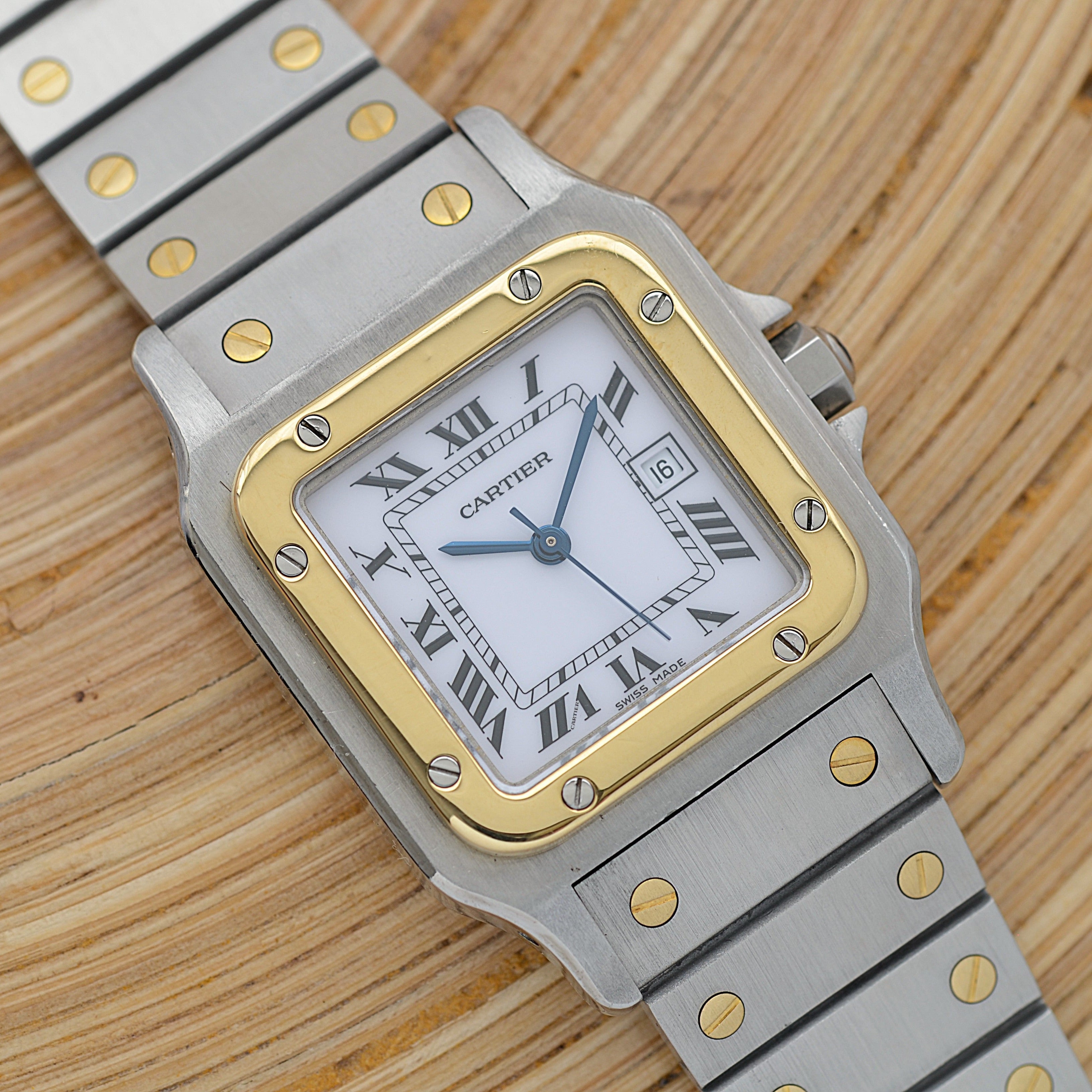 【Cartier】カルティエ サントスガルベ LM 18KYG×SS SWISS MADE 表記 修理明細書付き