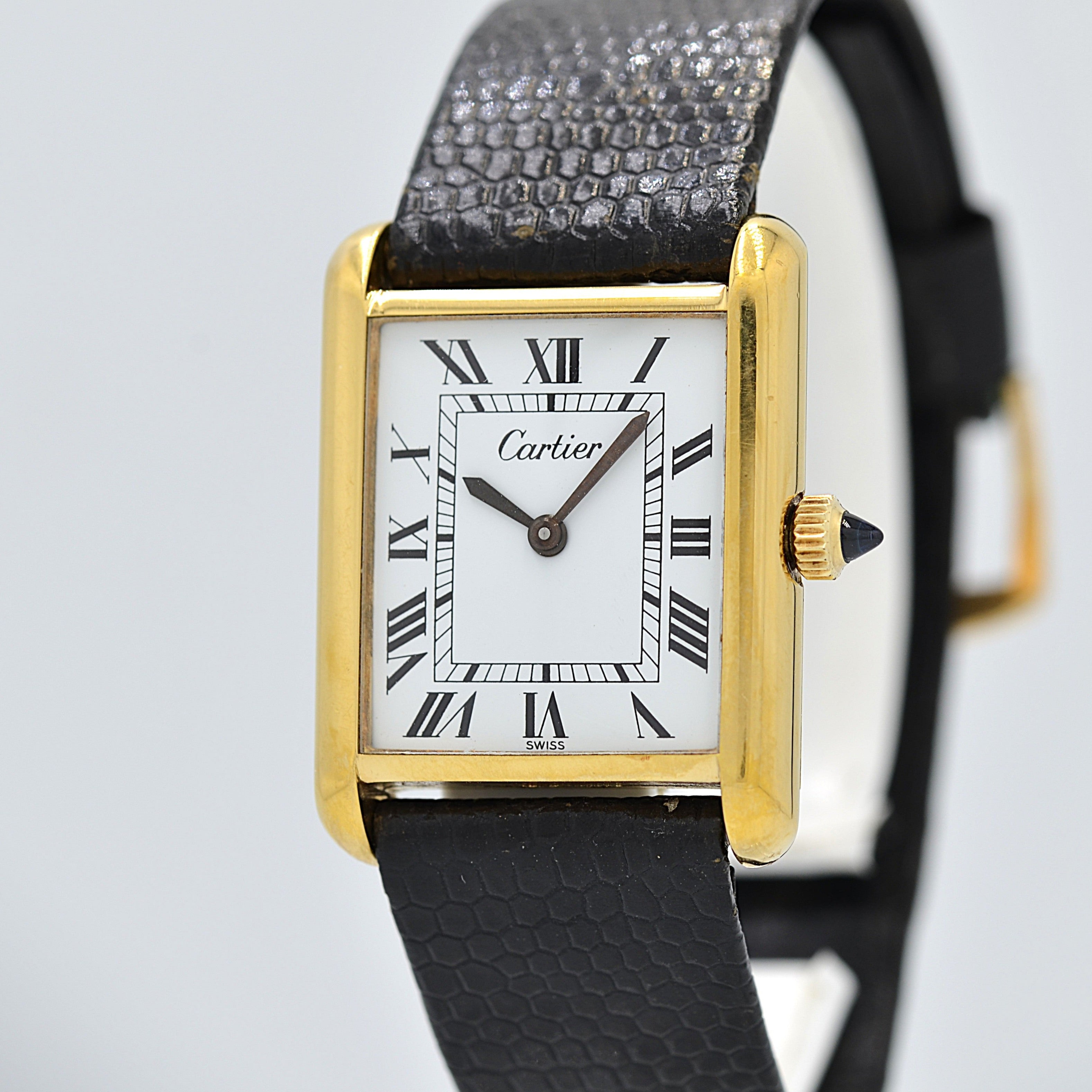 【Cartier】カルティエ マストタンクLM ホワイトローマ 手巻き Pre-must de TANK 北米仕様 カルティエ修理見積書付き