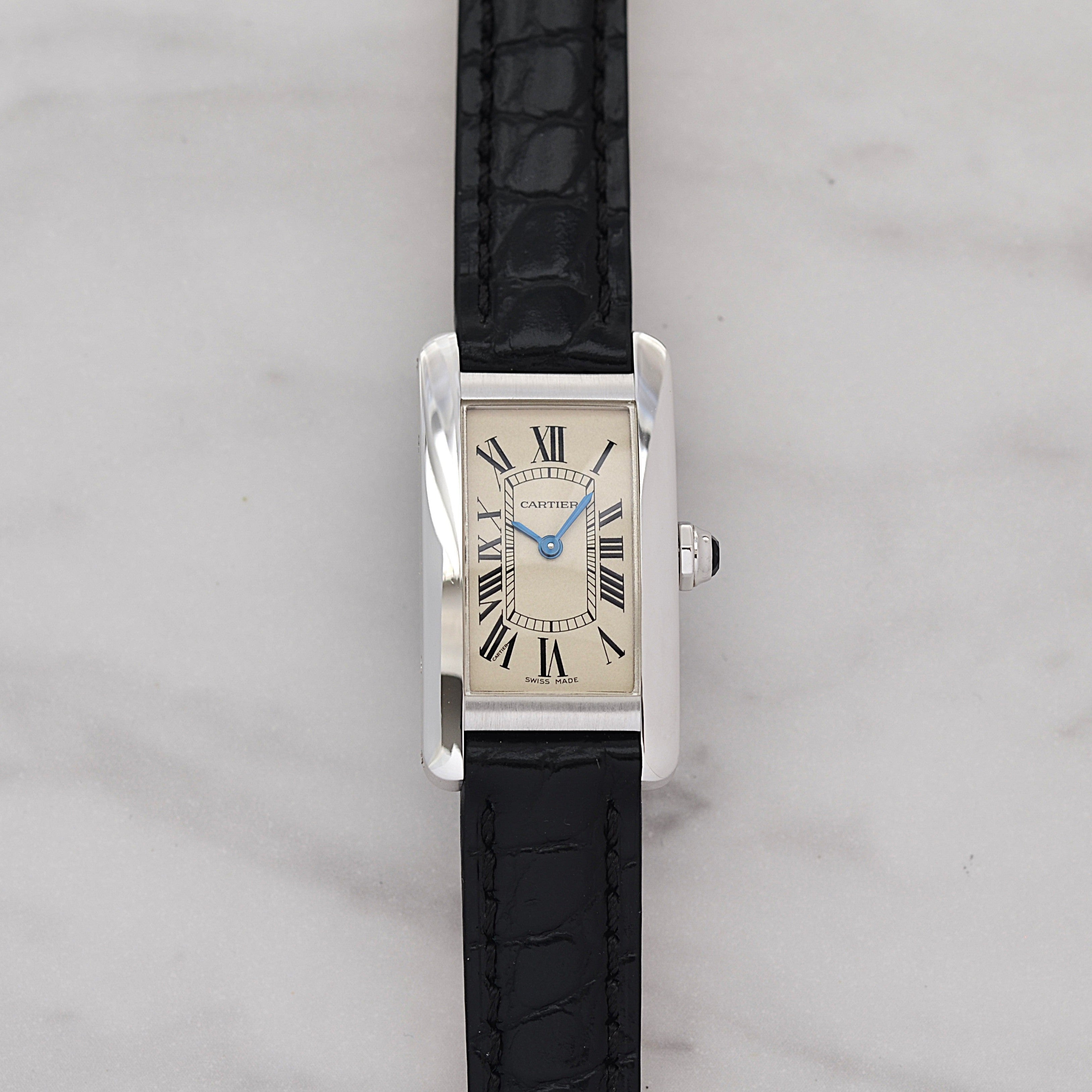 【Cartier】カルティエ タンクアメリカンSM 18KWG 付属品付き カルティエコンプリートサービス済み