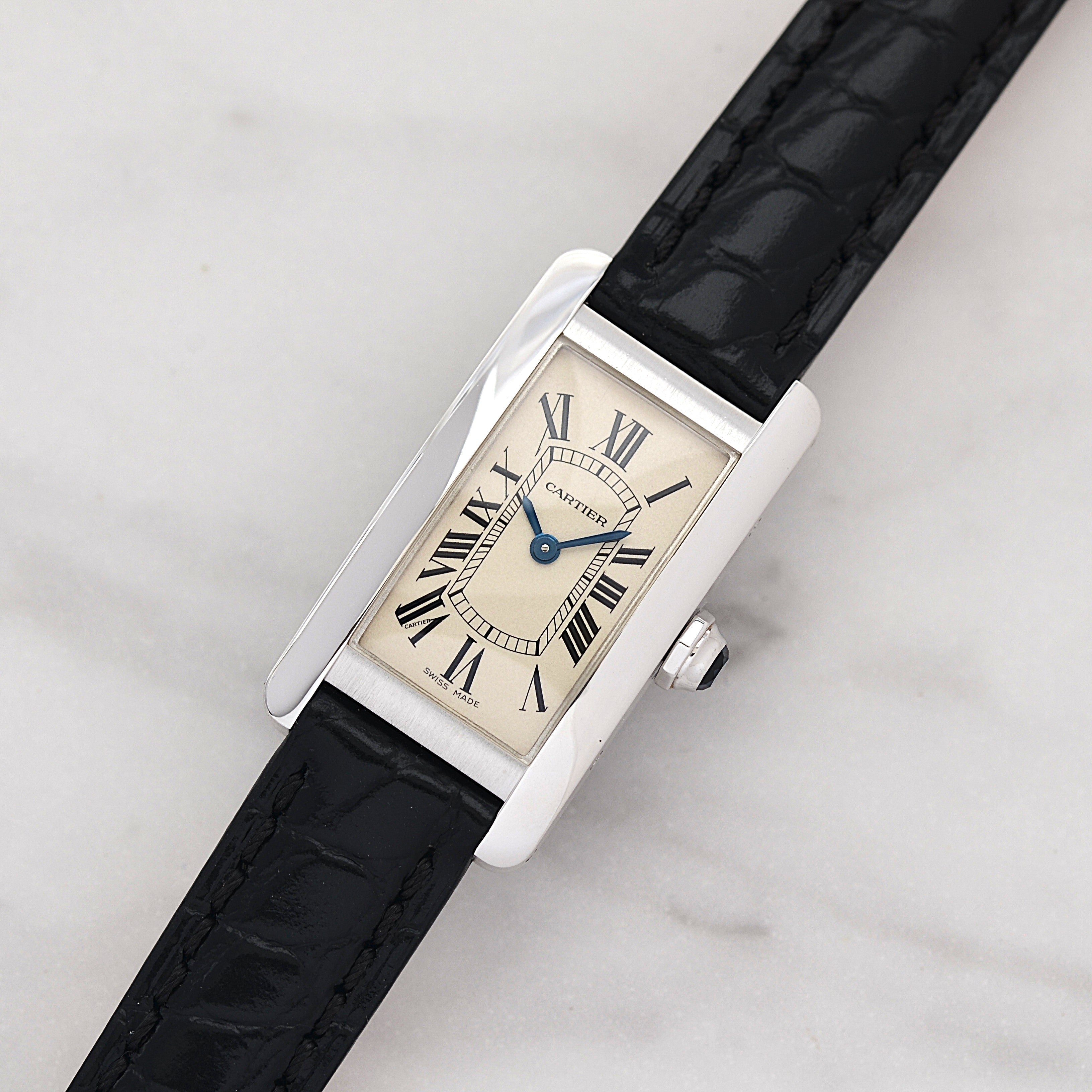 【Cartier】カルティエ タンクアメリカンSM 18KWG 付属品付き カルティエコンプリートサービス済み