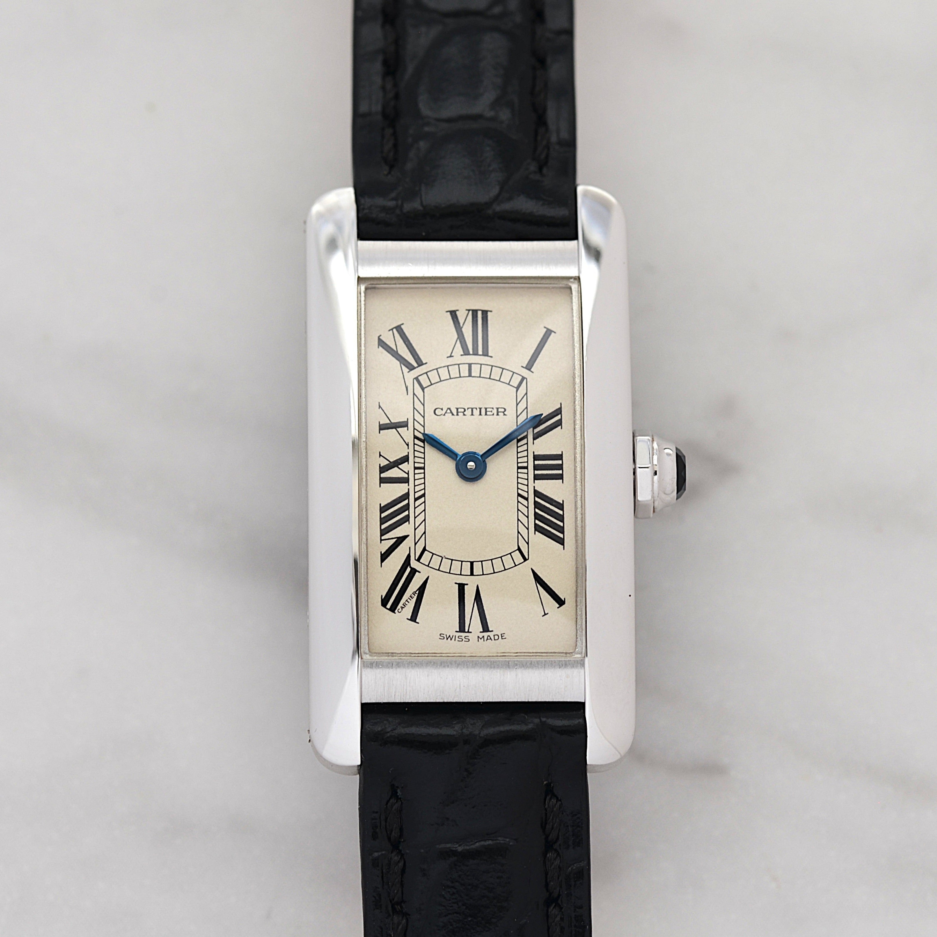 【Cartier】カルティエ タンクアメリカンSM 18KWG 付属品付き カルティエコンプリートサービス済み