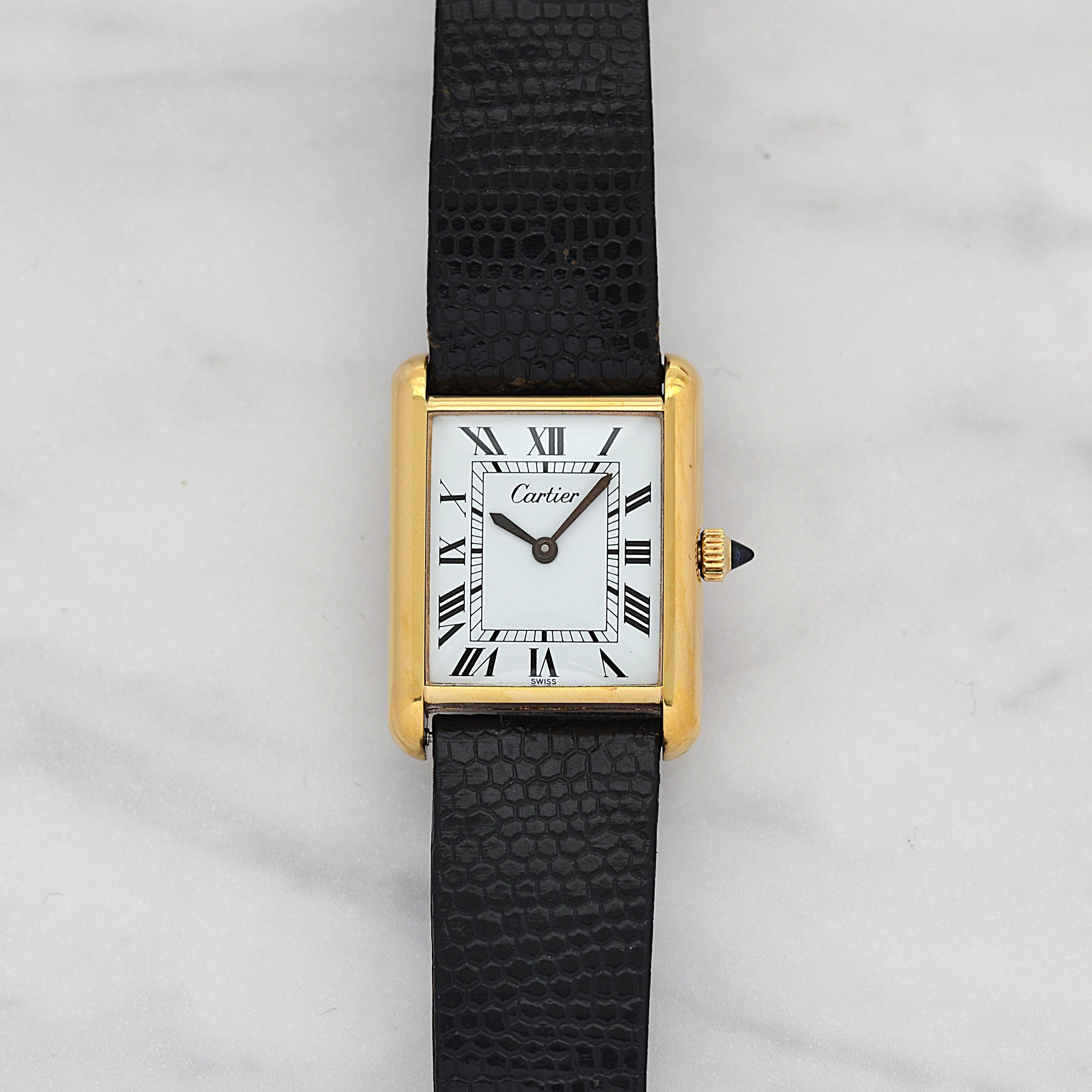 【Cartier】カルティエ マストタンクLM ホワイトローマ 手巻き Pre-must de TANK 北米仕様 カルティエ修理見積書付き