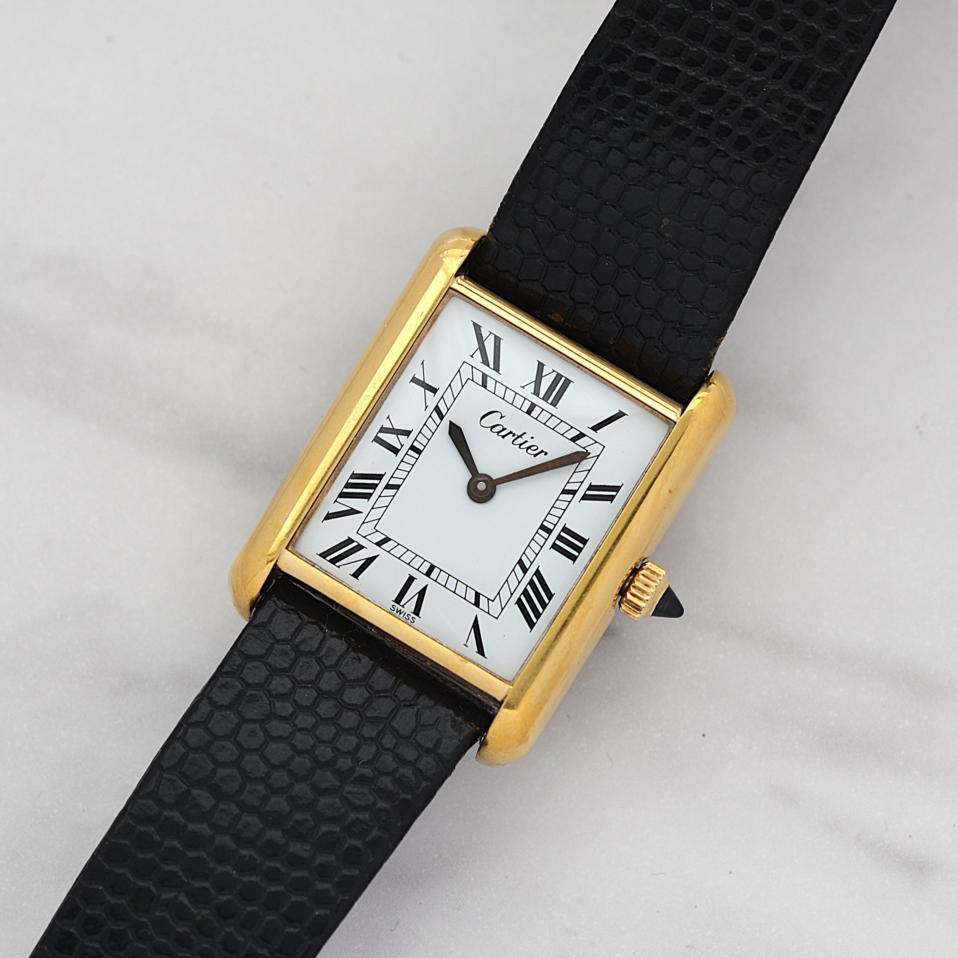 【Cartier】カルティエ マストタンクLM ホワイトローマ 手巻き Pre-must de TANK 北米仕様 カルティエ修理見積書付き