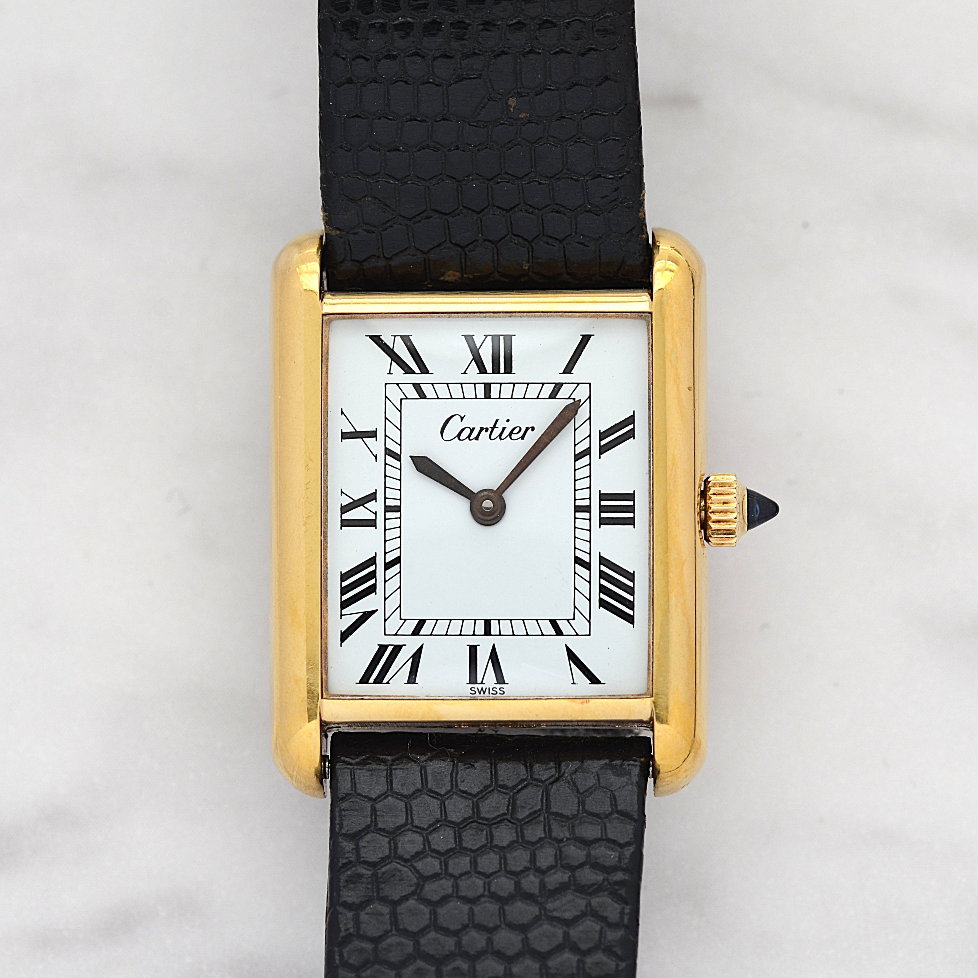 【Cartier】カルティエ マストタンクLM ホワイトローマ 手巻き Pre-must de TANK 北米仕様 カルティエ修理見積書付き