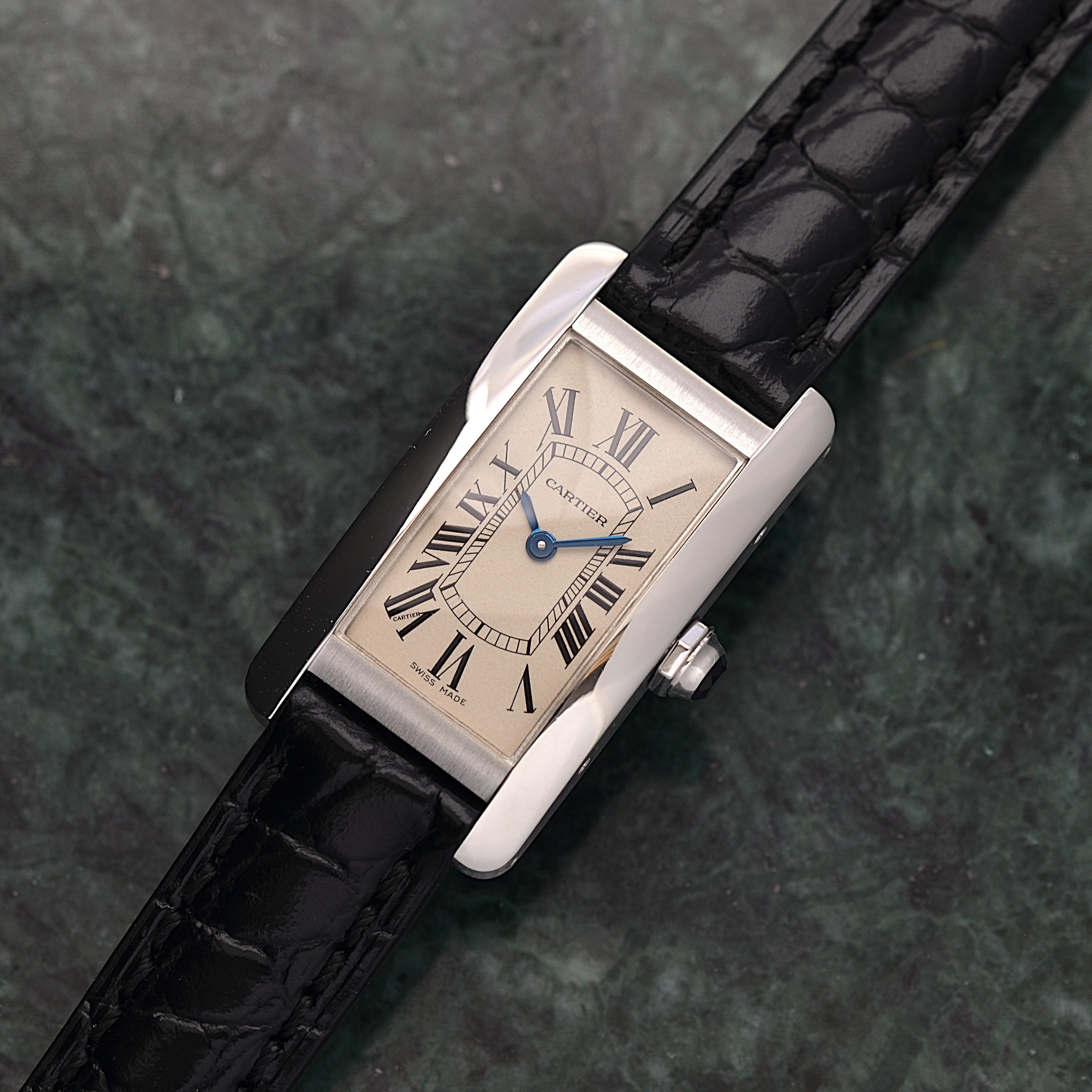 【Cartier】カルティエ タンクアメリカンSM 18KWG 付属品付き カルティエコンプリートサービス済み