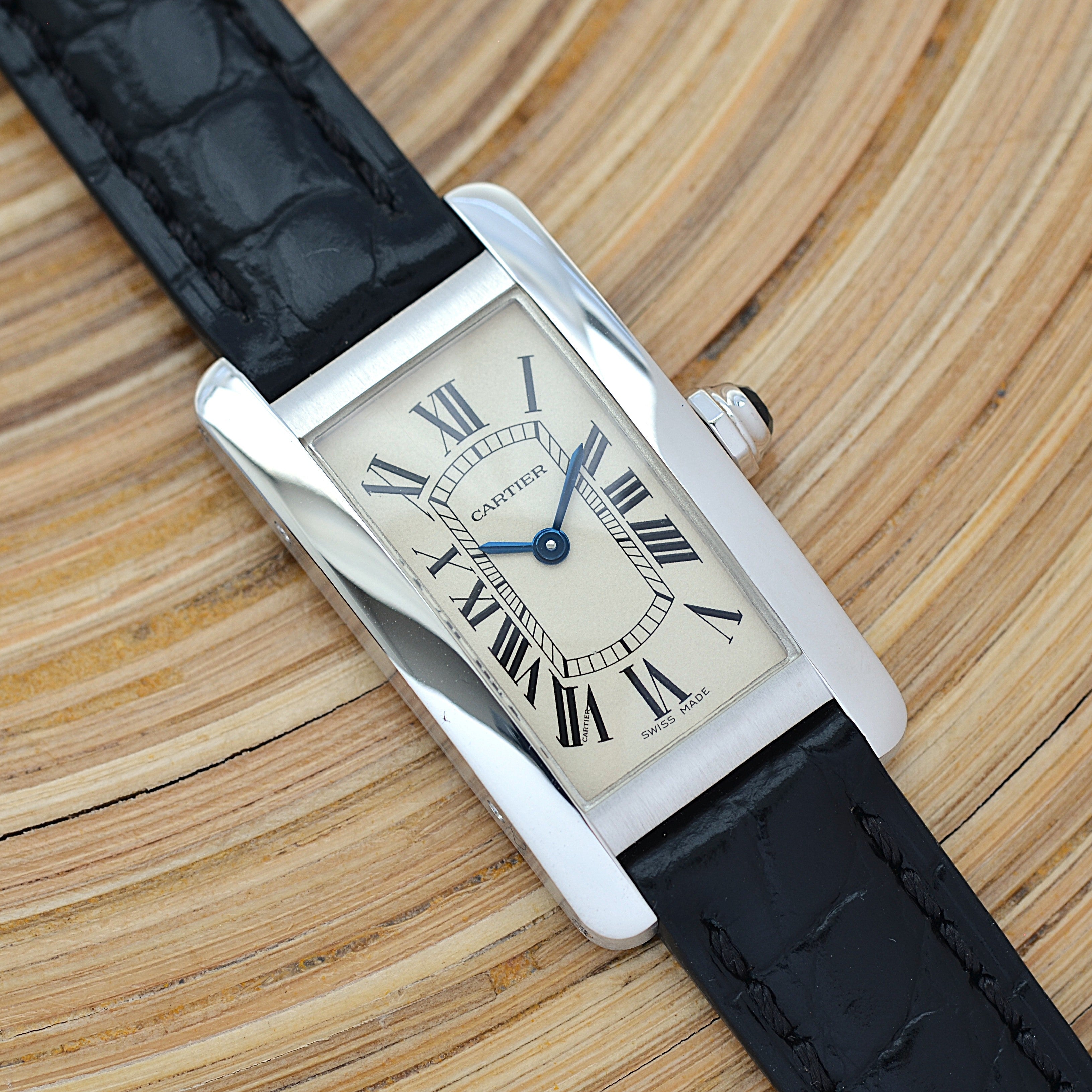 【Cartier】カルティエ タンクアメリカンSM 18KWG 付属品付き カルティエコンプリートサービス済み