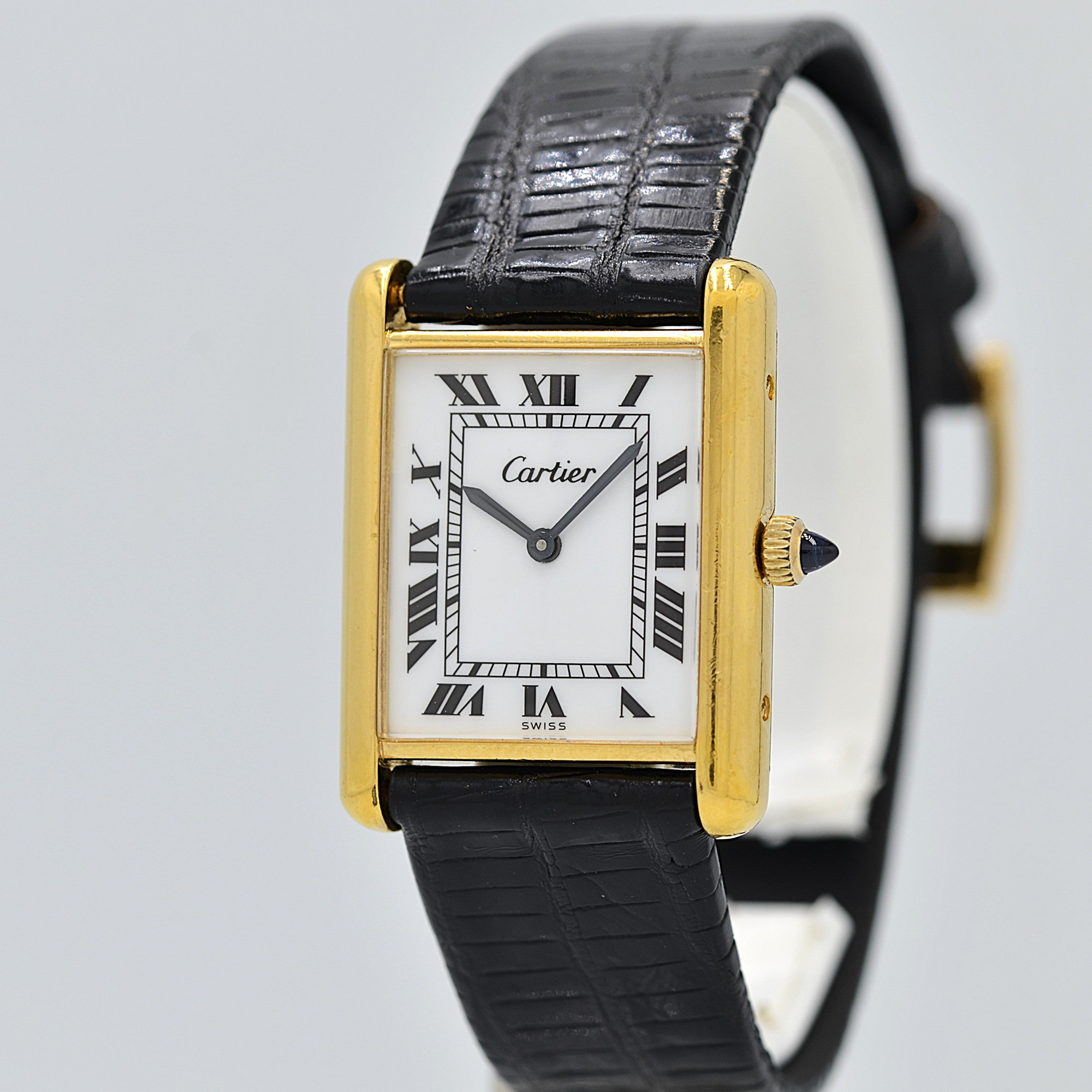 【Cartier】カルティエ マストタンクLM ホワイトローマ 手巻き Pre-must de Tank 欧州仕様 純正ボックス付き