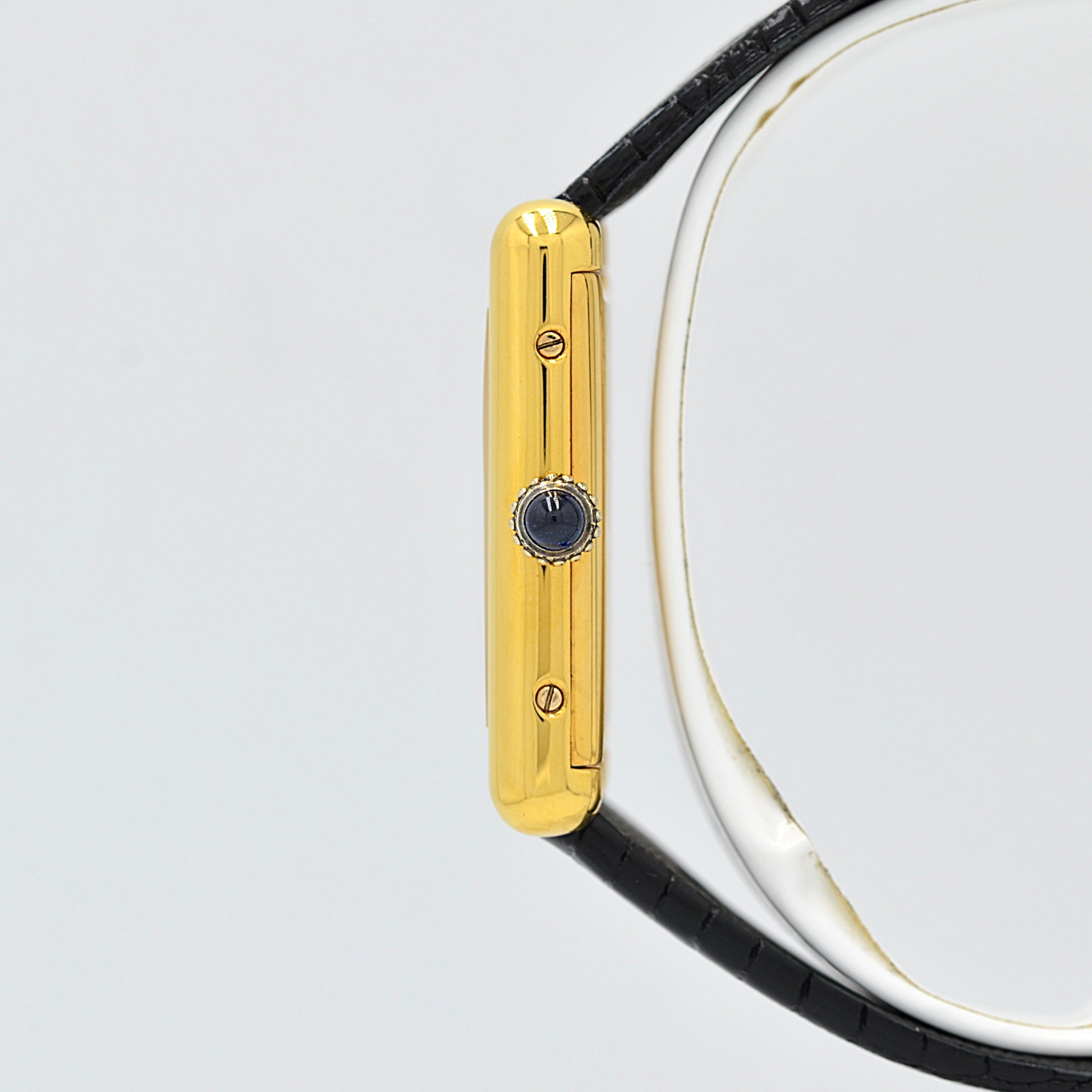 [Cartier] Cartier Must Tank LM Ivory Roman Manual Winding with Genuine Buckle