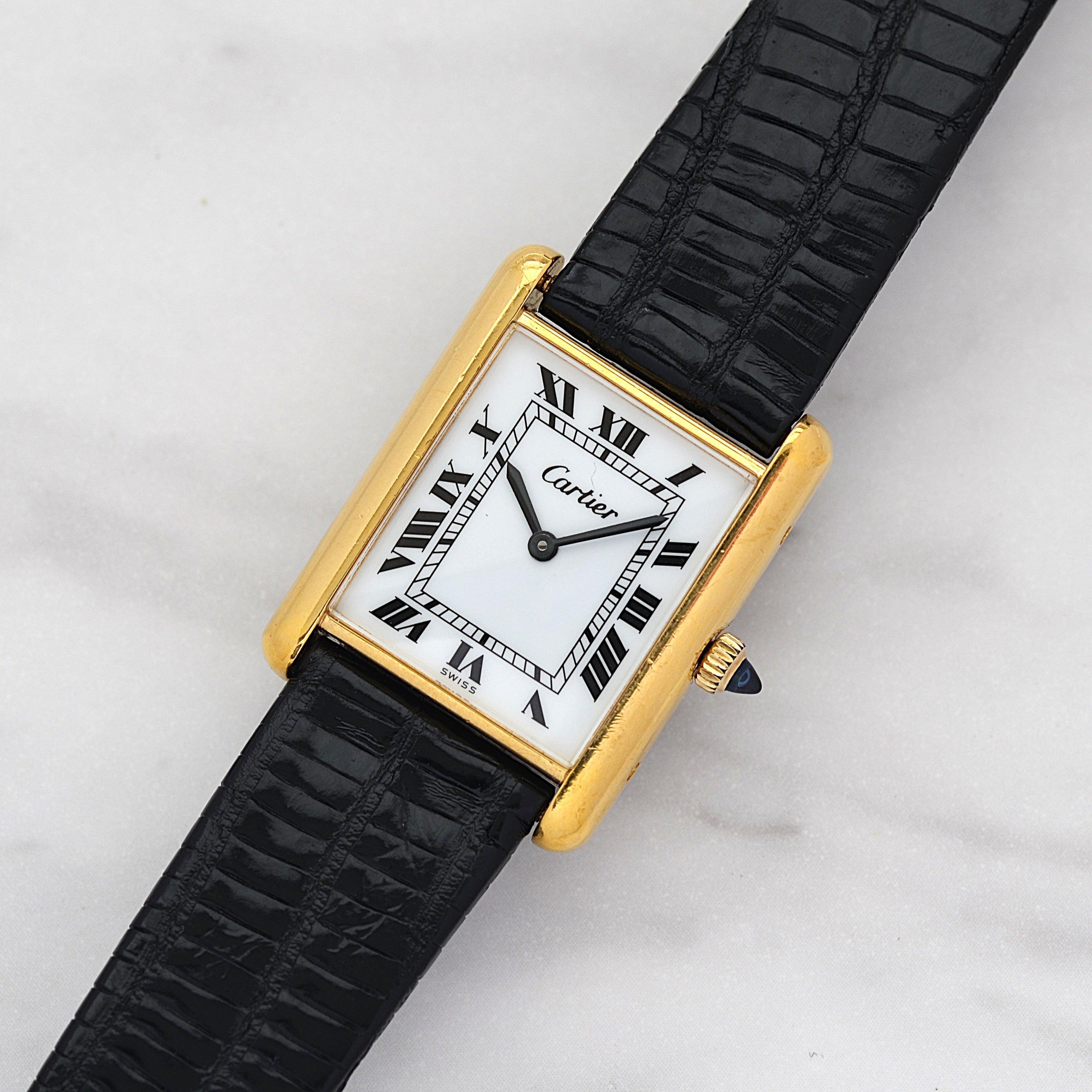 【Cartier】カルティエ マストタンクLM ホワイトローマ 手巻き Pre-must de Tank 欧州仕様 純正ボックス付き