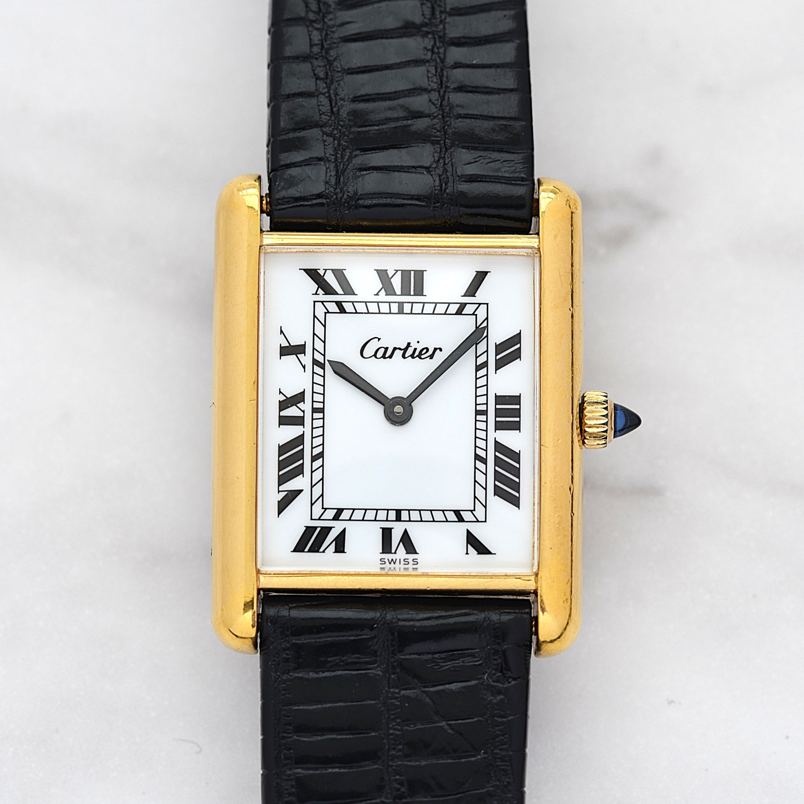 【Cartier】カルティエ マストタンクLM ホワイトローマ 手巻き Pre-must de Tank 欧州仕様 純正ボックス付き