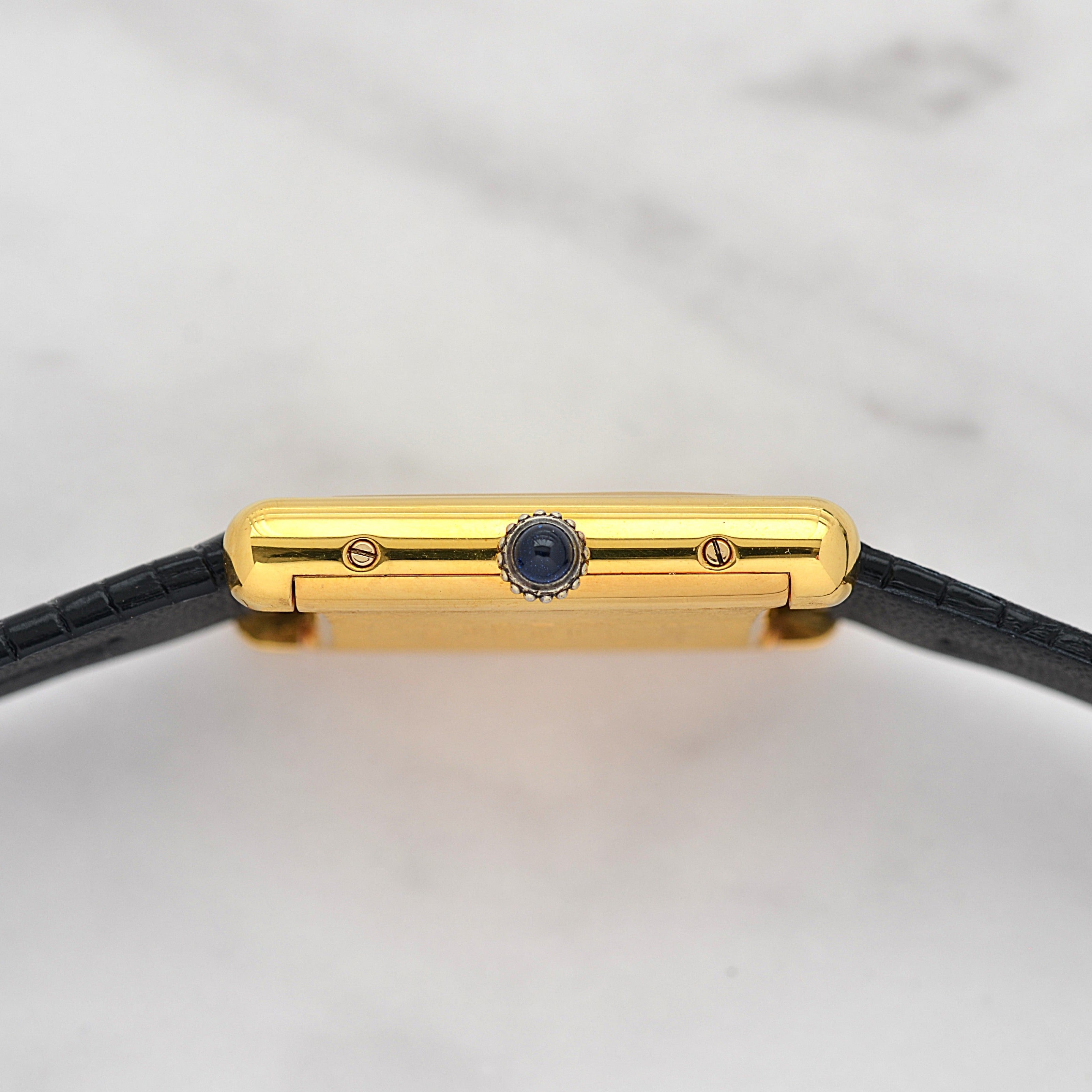 [Cartier] Cartier Must Tank LM Ivory Roman Manual Winding with Genuine Buckle