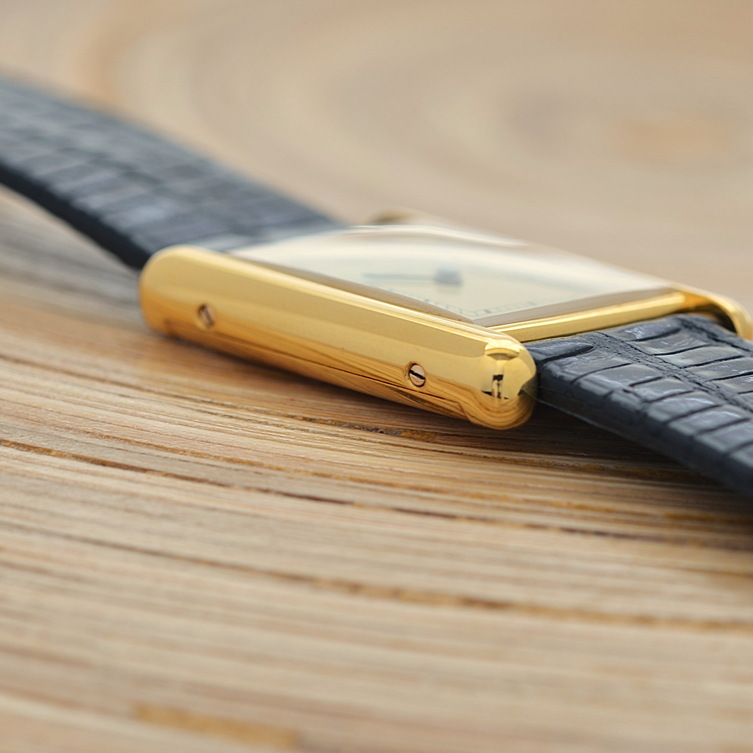 [Cartier] Cartier Must Tank LM Ivory Roman Manual Winding with Genuine Buckle