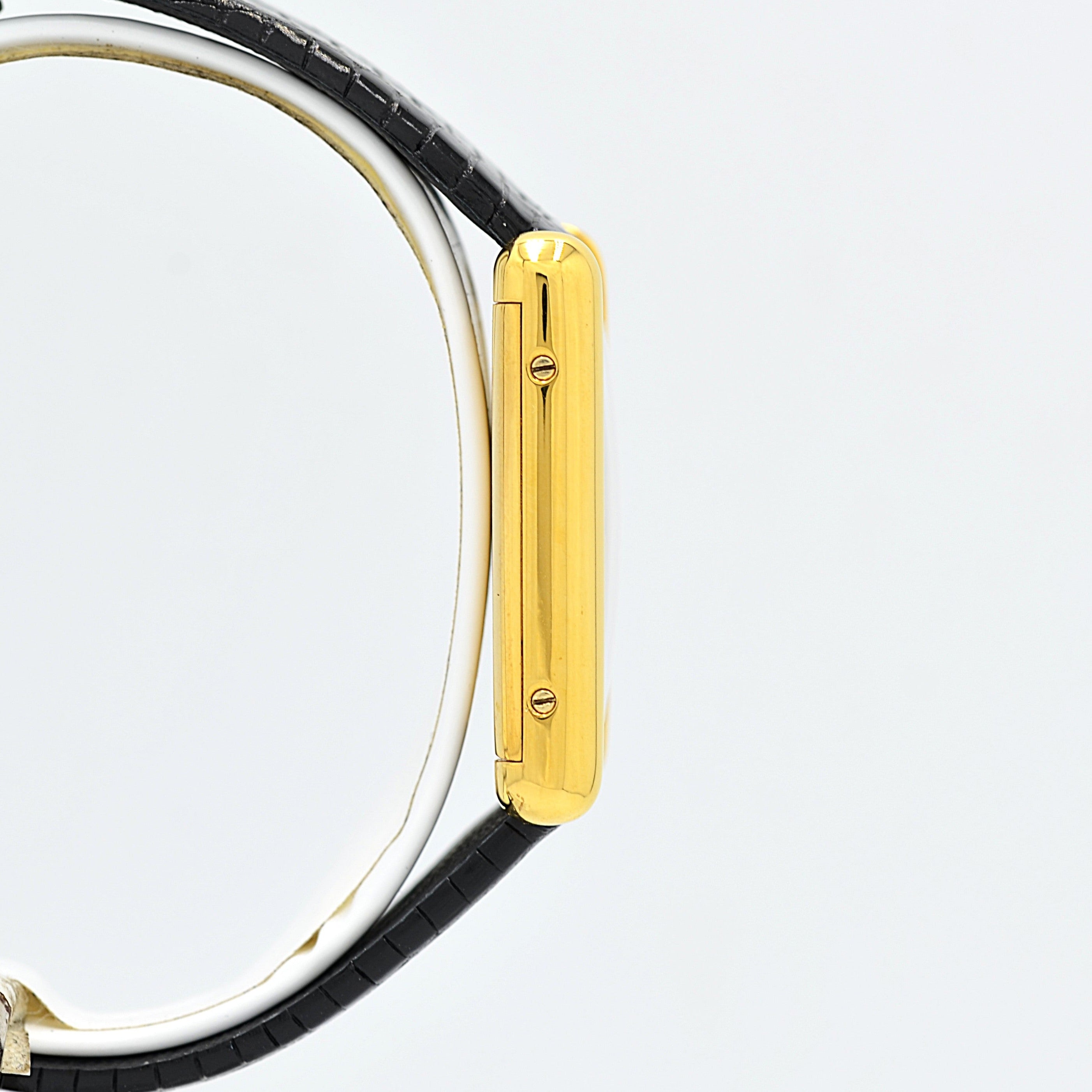 [Cartier] Cartier Must Tank LM Black Roman Manual Winding with Genuine Buckle