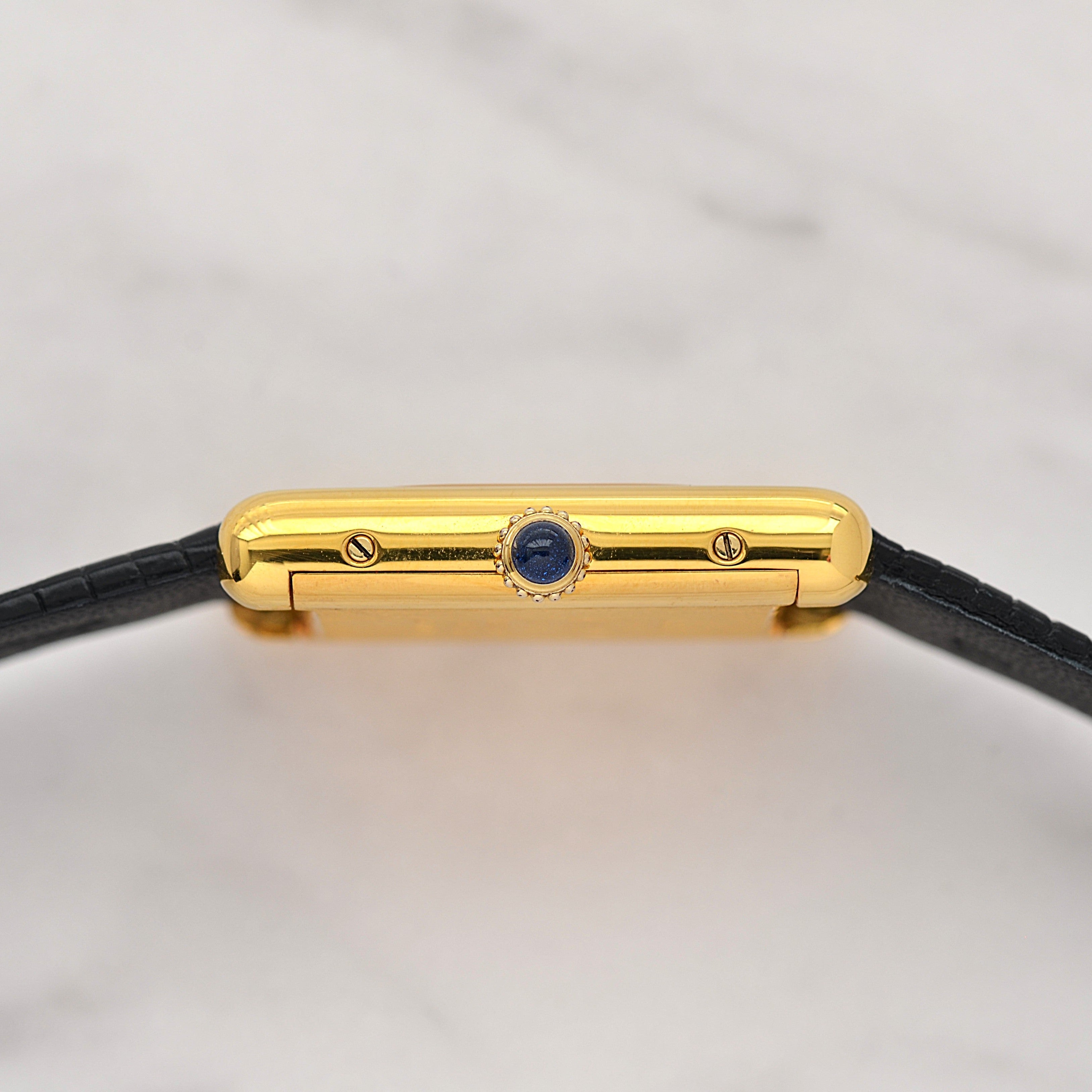 [Cartier] Cartier Must Tank LM Black Roman Manual Winding with Genuine Buckle