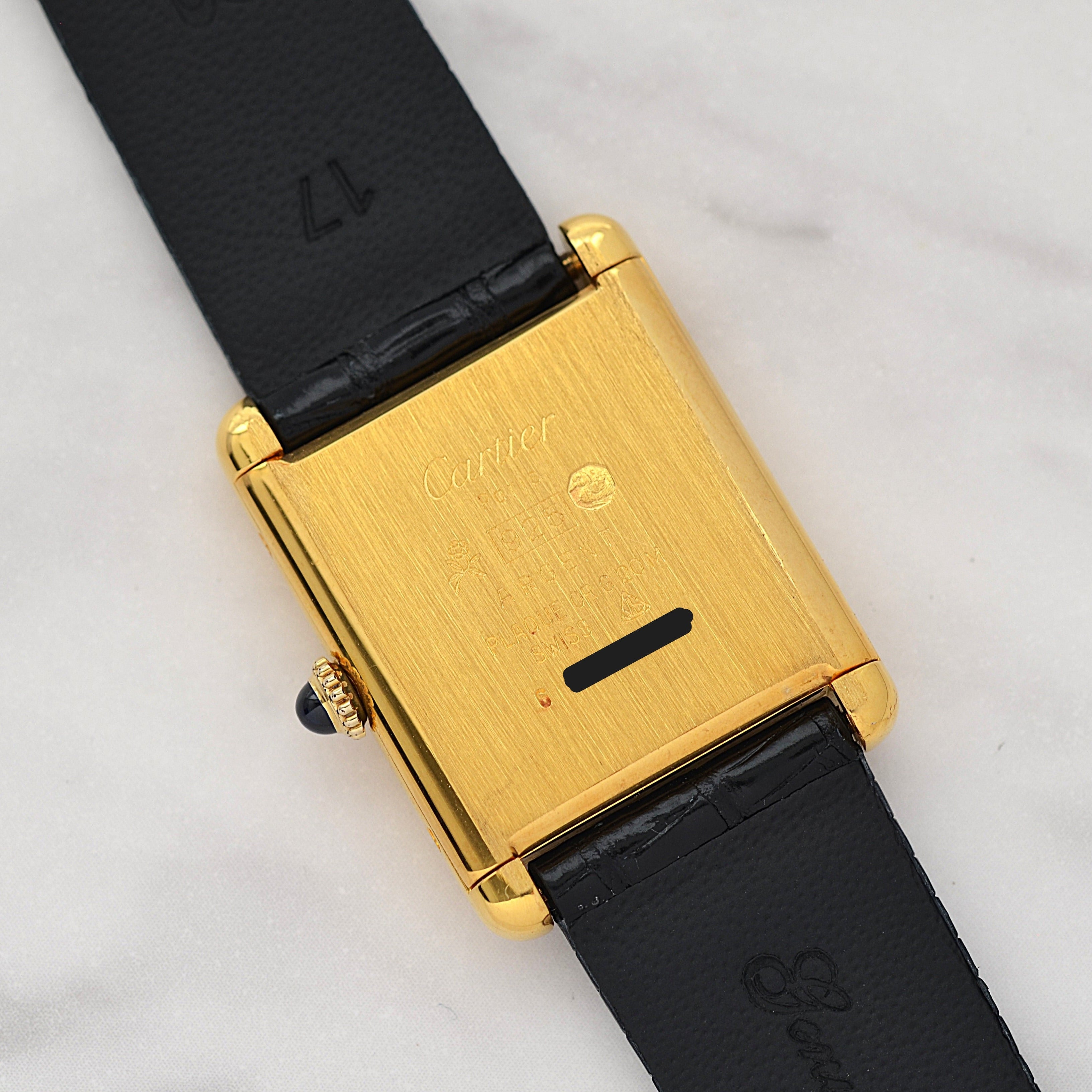 [Cartier] Cartier Must Tank LM Black Roman Manual Winding with Genuine Buckle