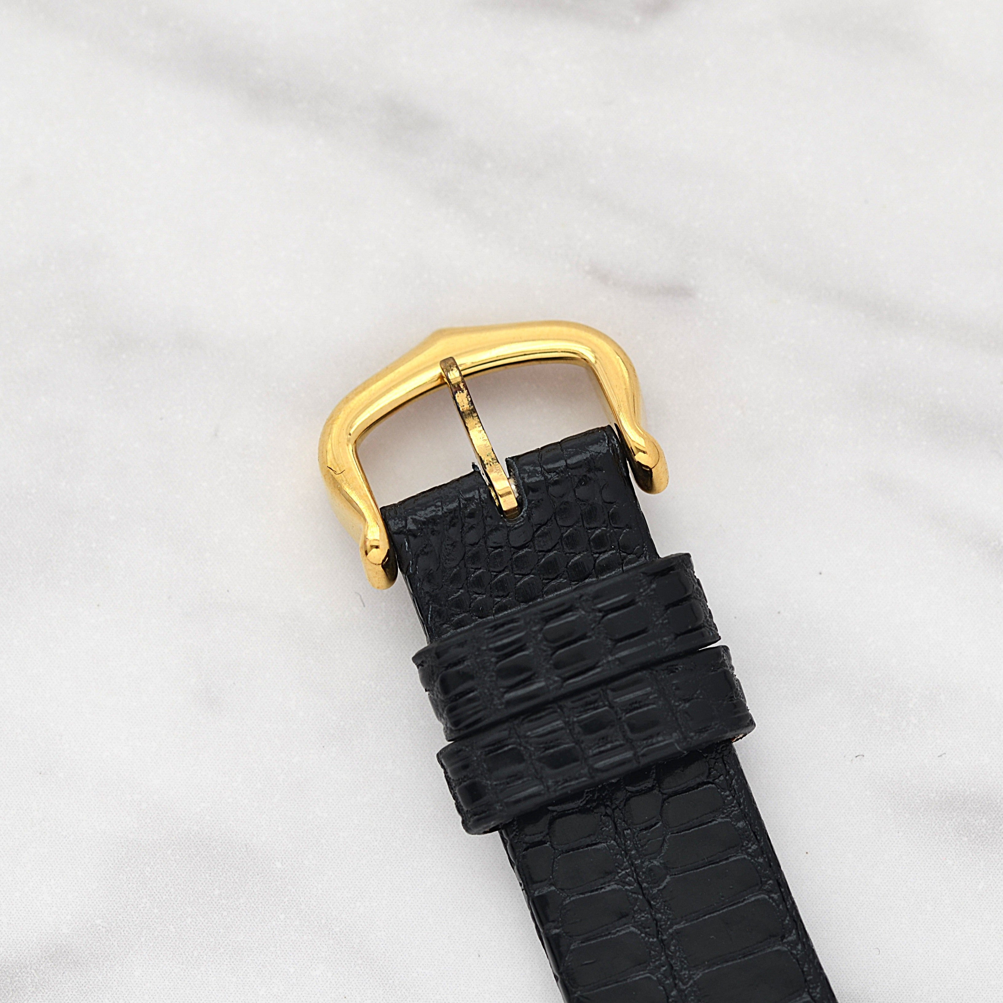 [Cartier] Cartier Must Tank LM Black Roman Manual Winding with Genuine Buckle