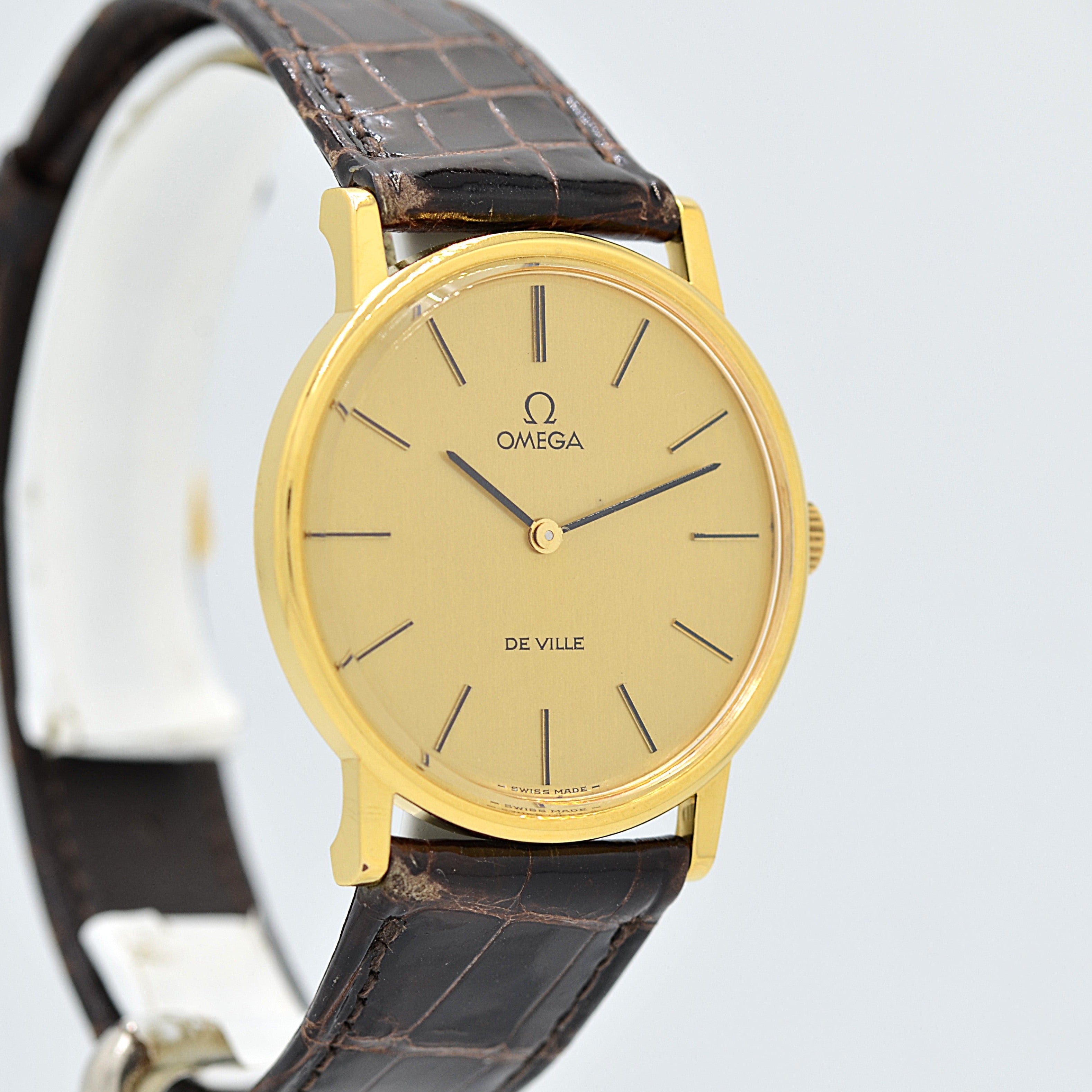 [Omega] 歐米茄碟飛系列 GP 圓形金錶配真鱷魚皮錶帶和錶扣