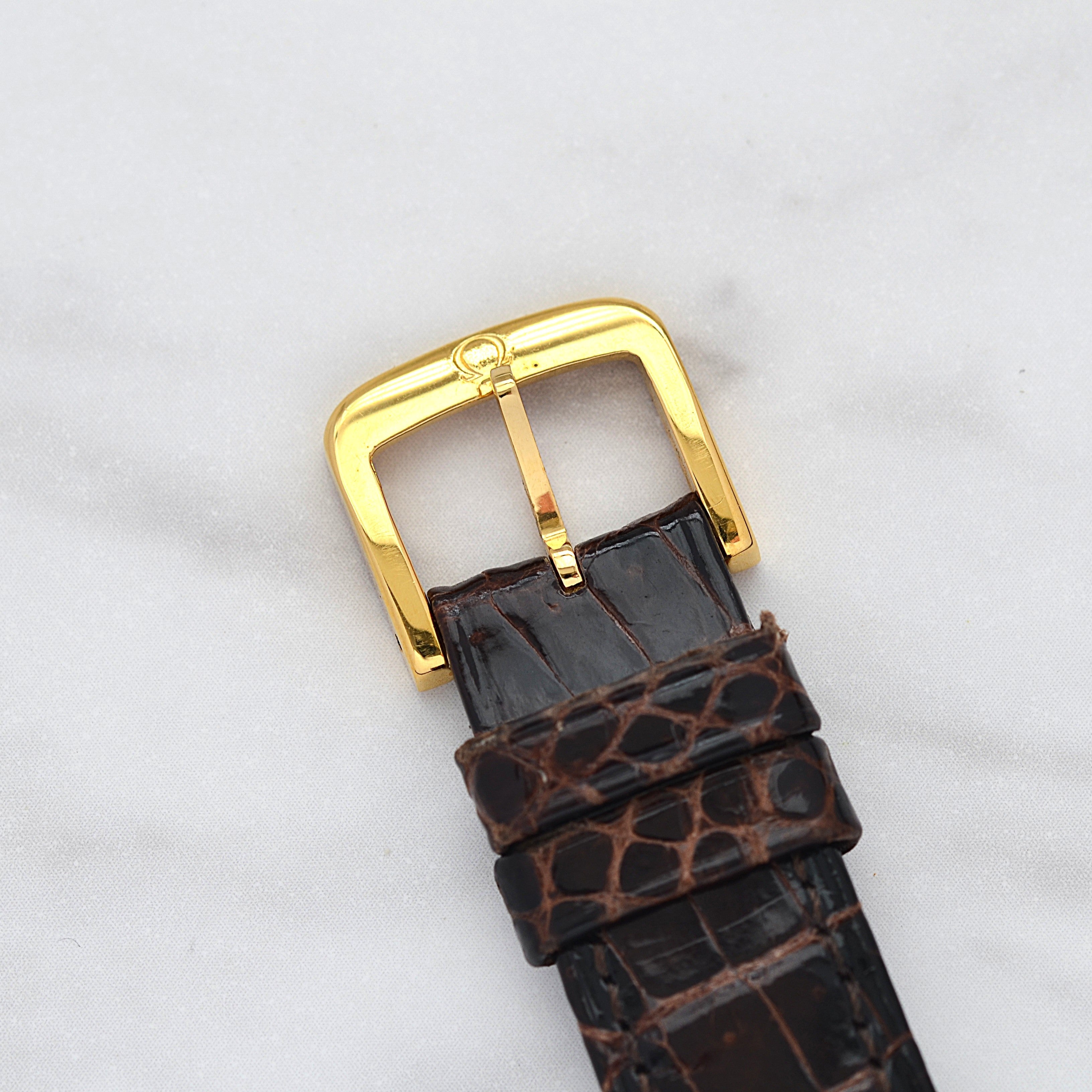 [Omega] 歐米茄碟飛系列 GP 圓形金錶配真鱷魚皮錶帶和錶扣