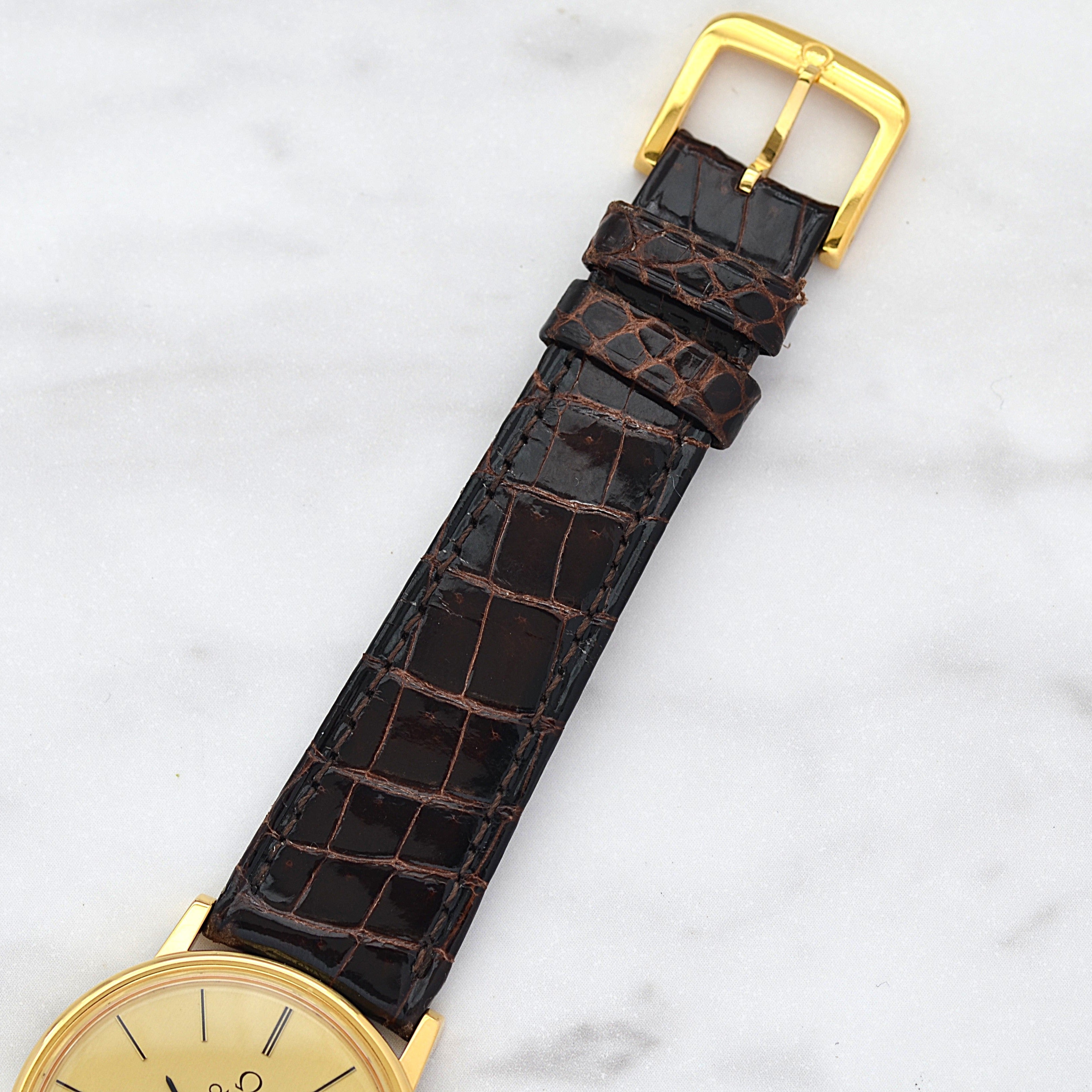 [Omega] 歐米茄碟飛系列 GP 圓形金錶配真鱷魚皮錶帶和錶扣