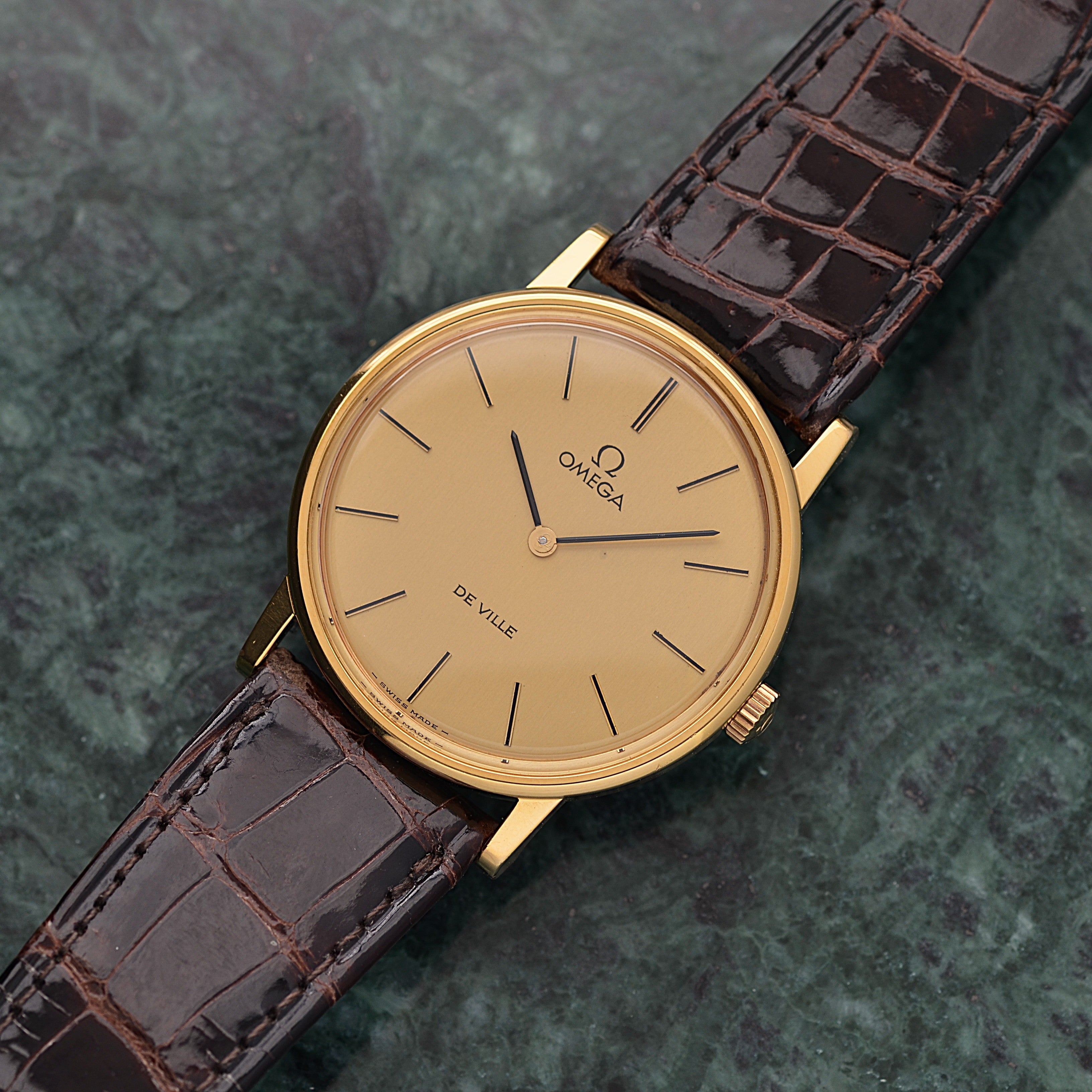 [Omega] 歐米茄碟飛系列 GP 圓形金錶配真鱷魚皮錶帶和錶扣