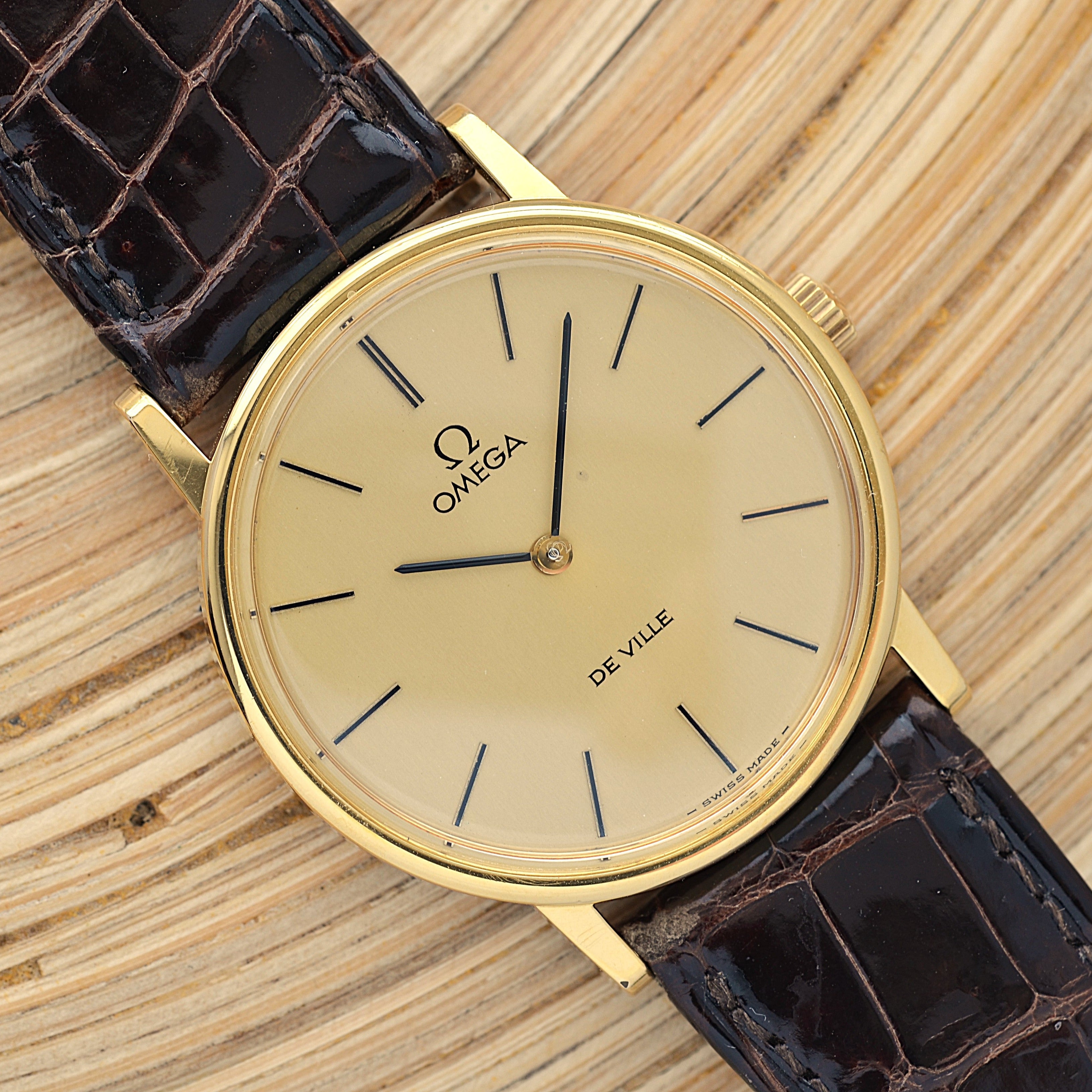 [Omega] 歐米茄碟飛系列 GP 圓形金錶配真鱷魚皮錶帶和錶扣