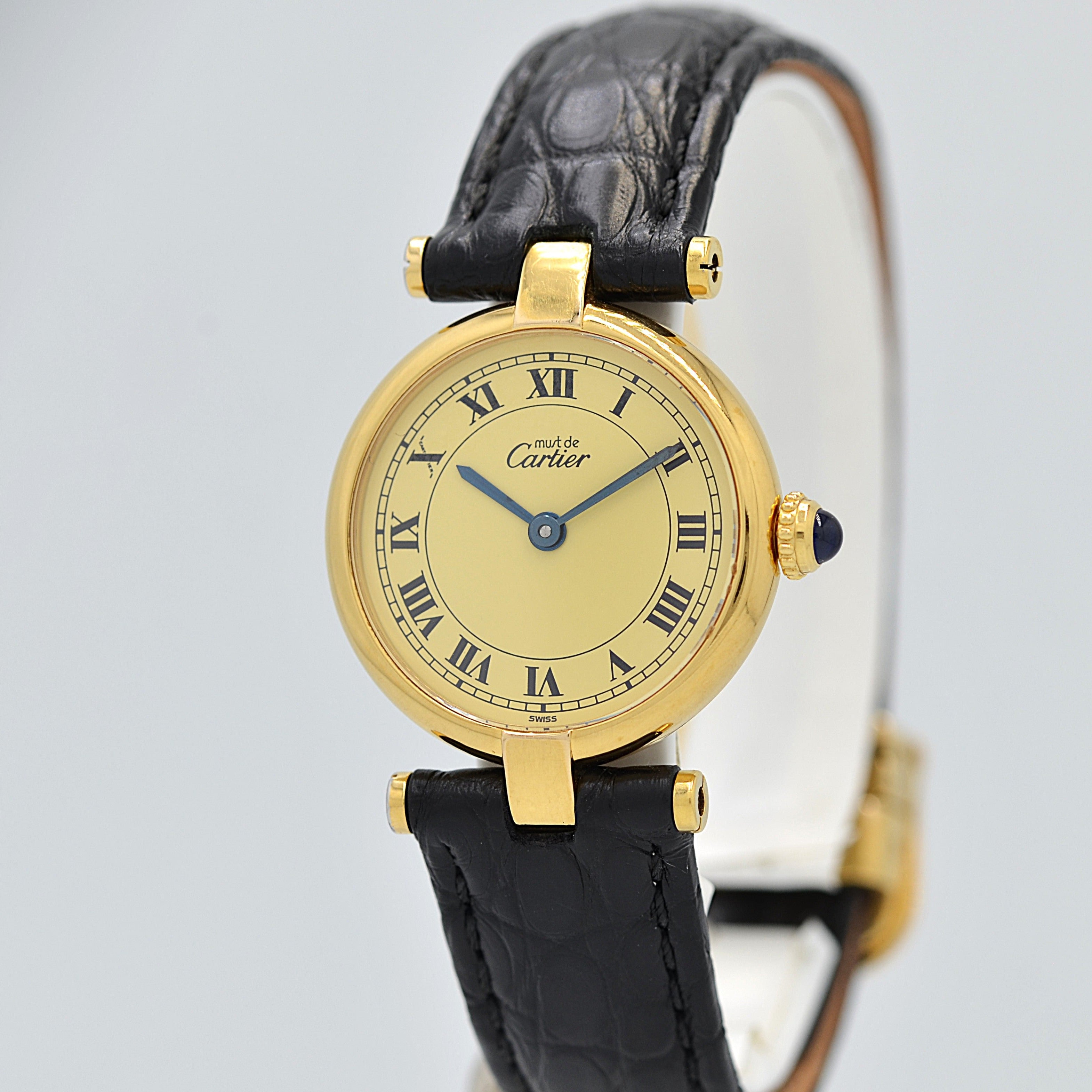 【Cartier】カルティエ マストヴァンドームSM アイボリーローマ文字盤 純正Dバックル付き