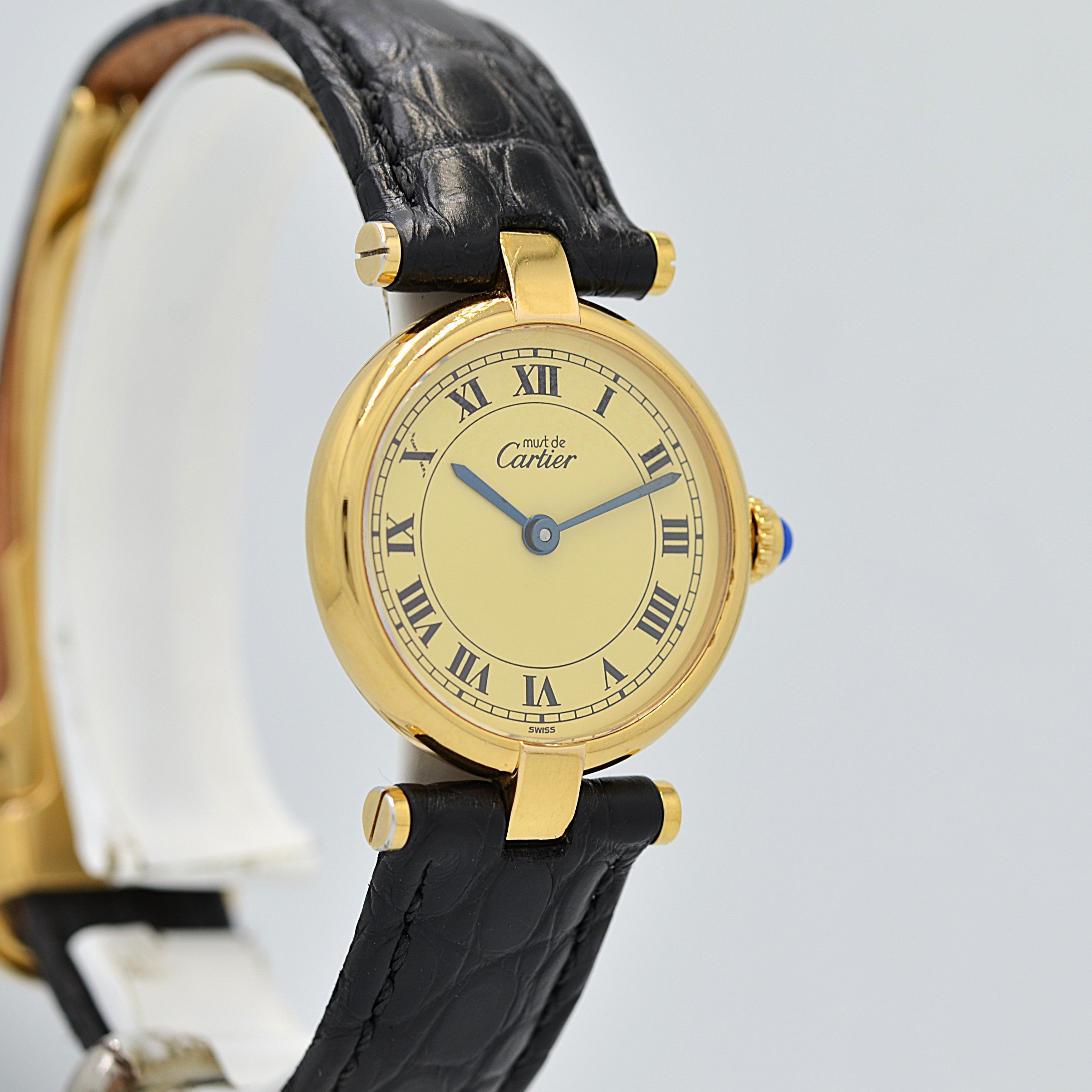 【Cartier】カルティエ マストヴァンドームSM アイボリーローマ文字盤 純正Dバックル付き