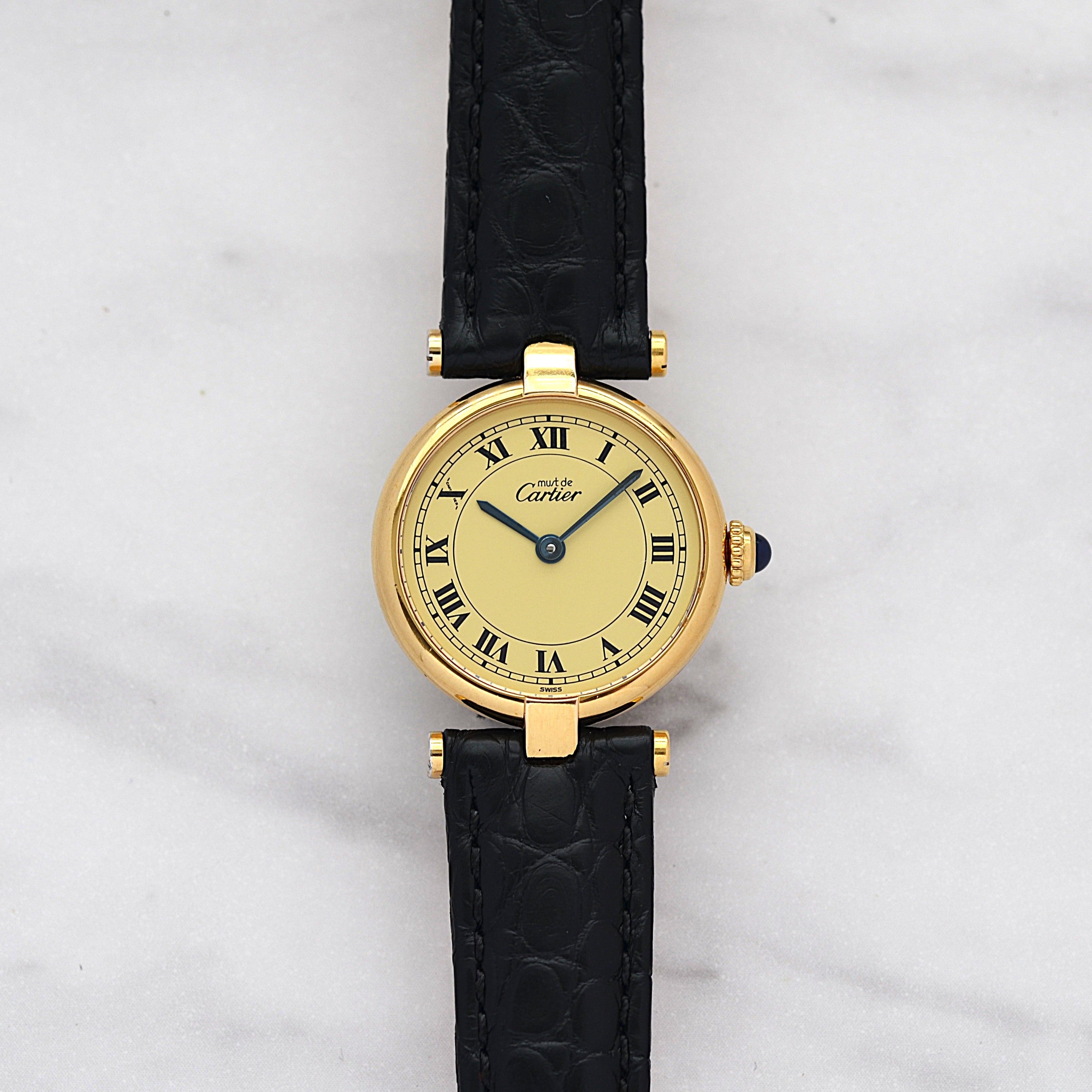 【Cartier】カルティエ マストヴァンドームSM アイボリーローマ文字盤 純正Dバックル付き