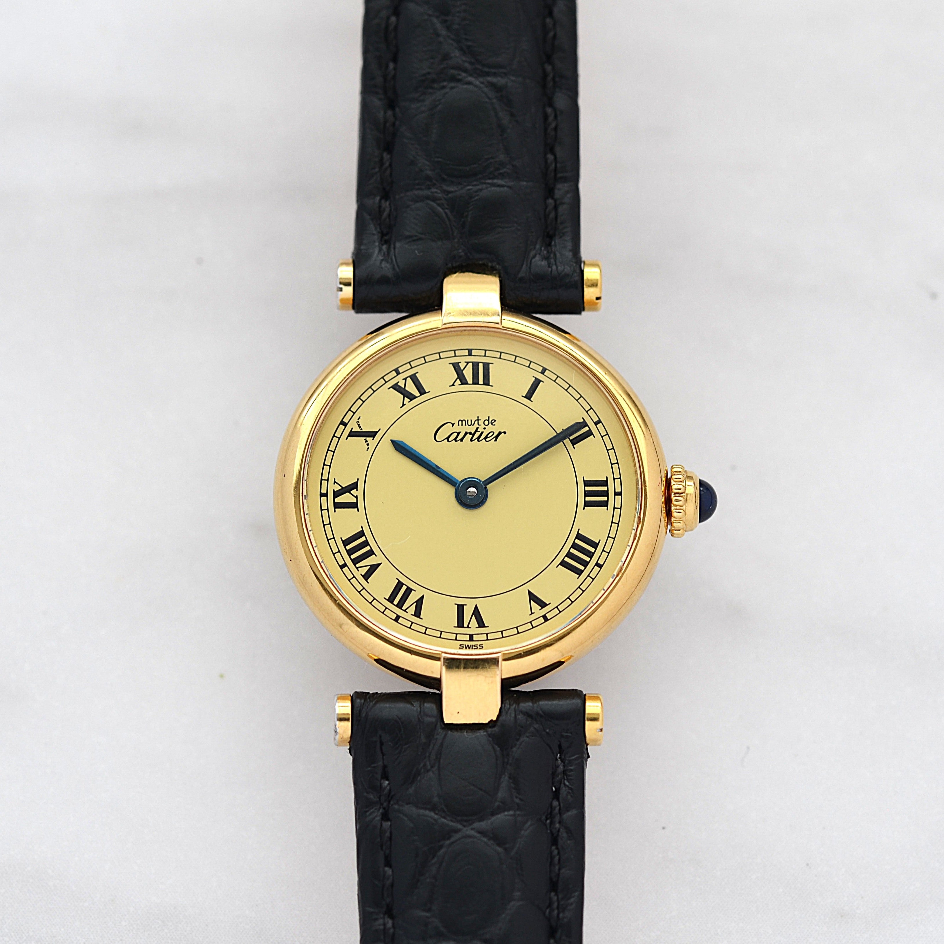 【Cartier】カルティエ マストヴァンドームSM アイボリーローマ文字盤 純正Dバックル付き