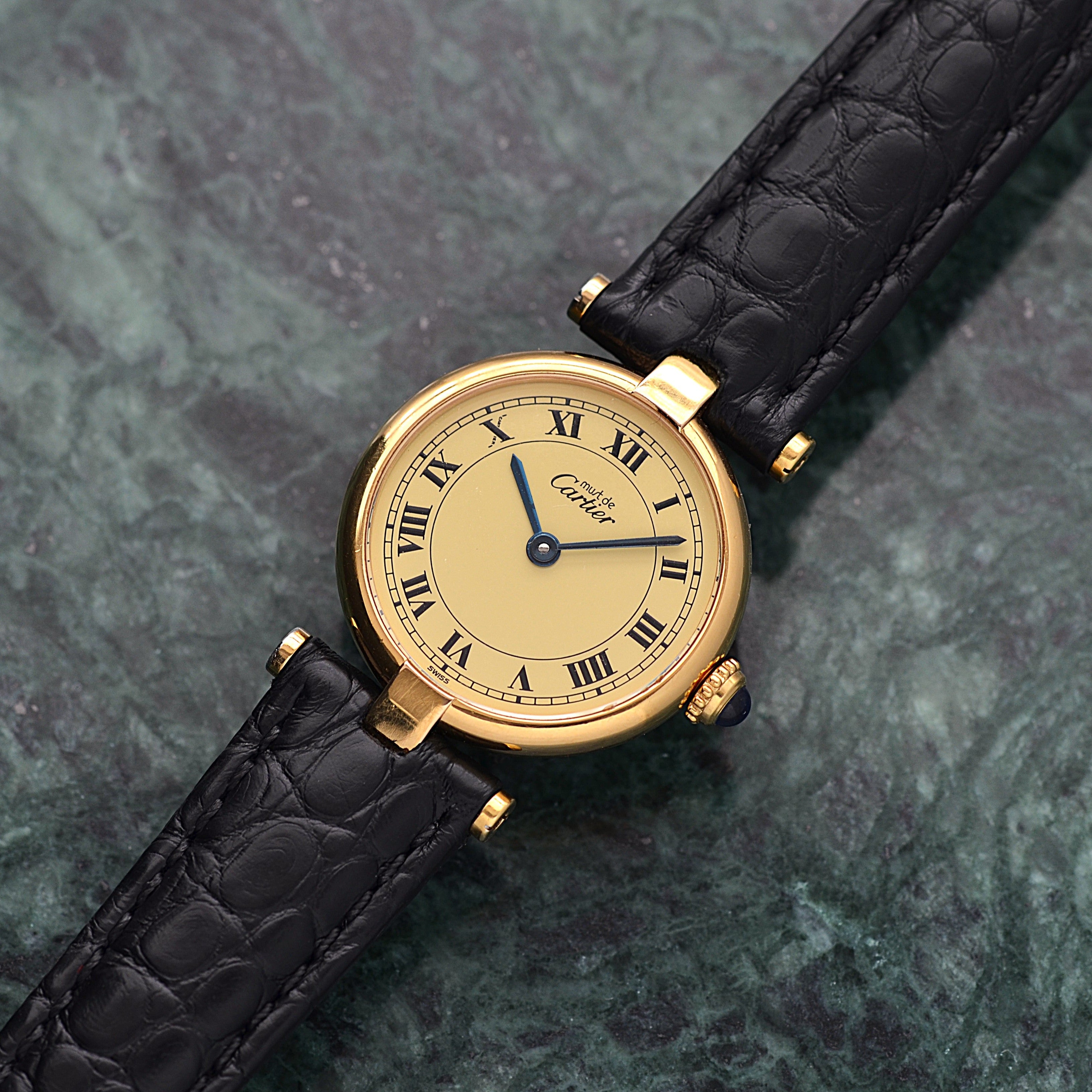 【Cartier】カルティエ マストヴァンドームSM アイボリーローマ文字盤 純正Dバックル付き