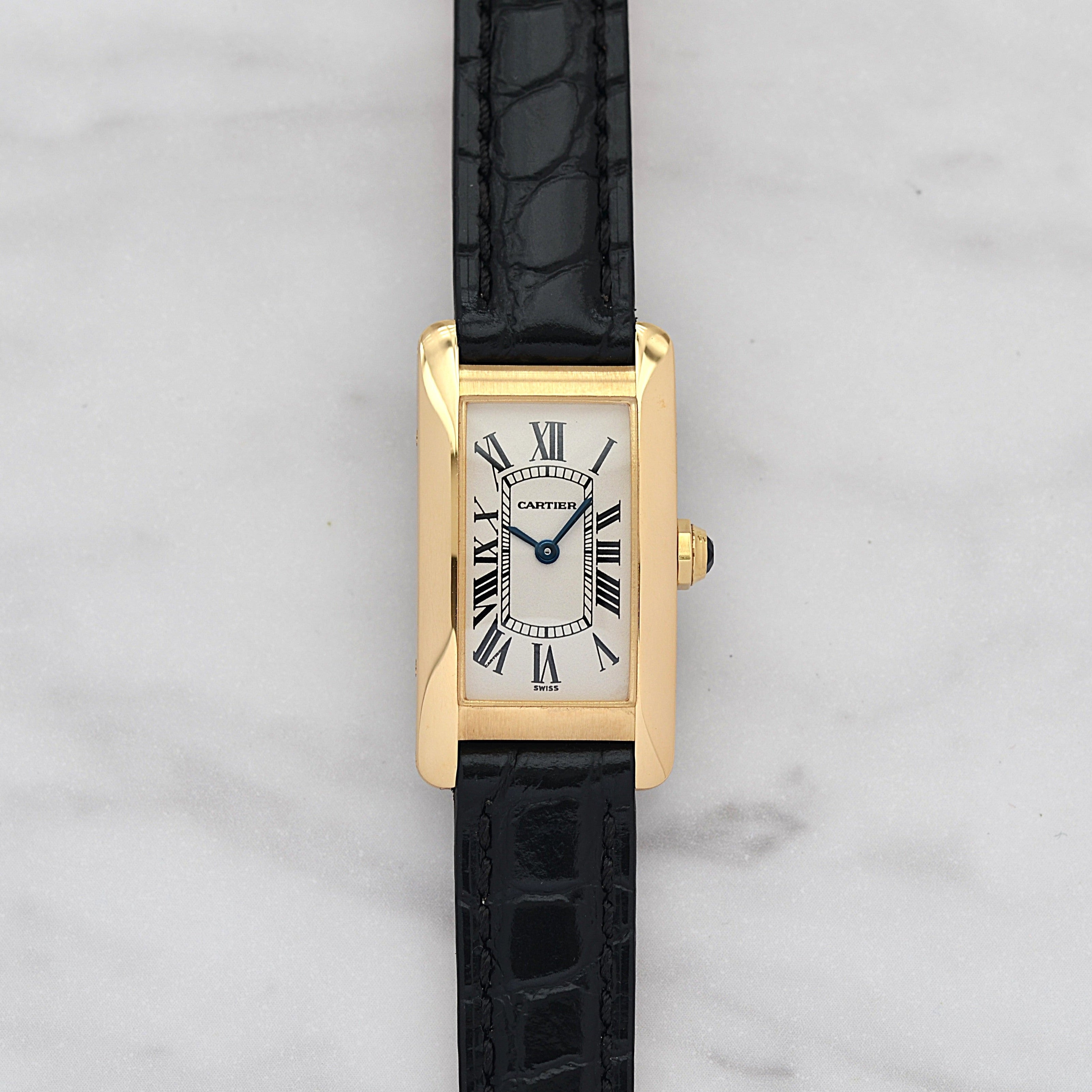 【Cartier】カルティエ タンクアメリカン SM18KYG 付属品付き カルティエコンプリートサービス済み