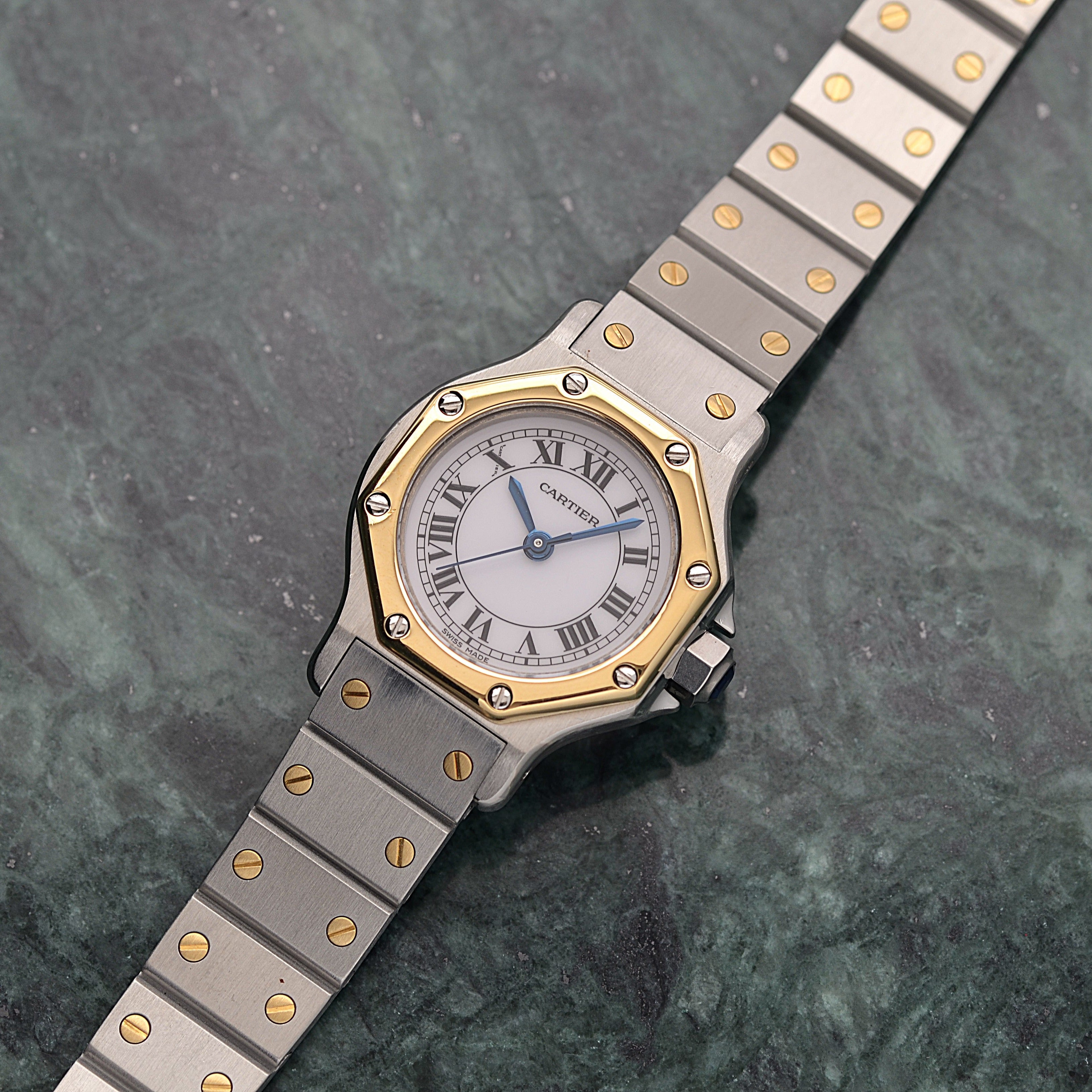 【Cartier】カルティエ サントスオクタゴンSM 18KYG×SS 永久保証書付き