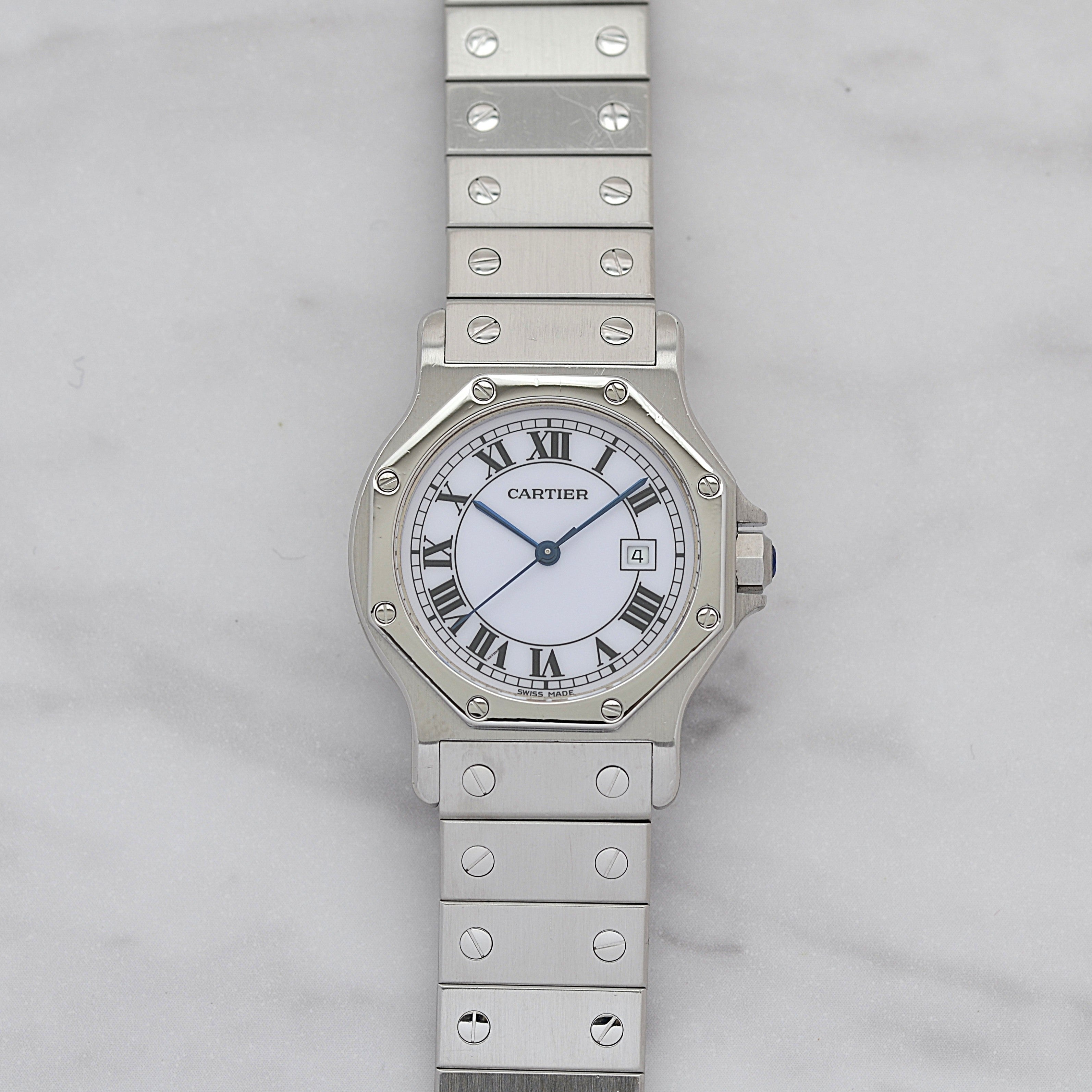 [Cartier] Cartier Santos Octagon LM Stainless Steel Folding Buckle Cartier Complete Service