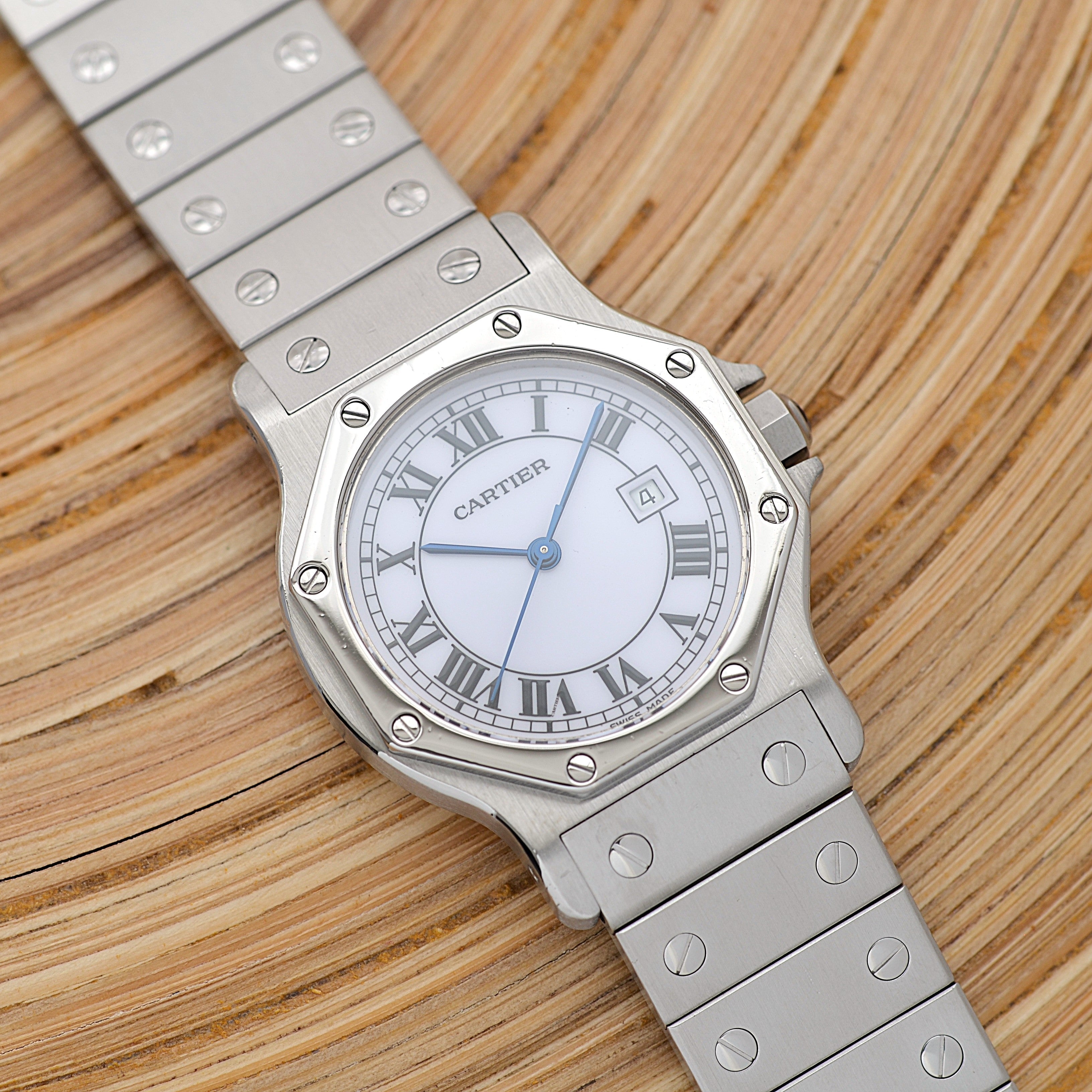 [Cartier] Cartier Santos Octagon LM Stainless Steel Folding Buckle Cartier Complete Service