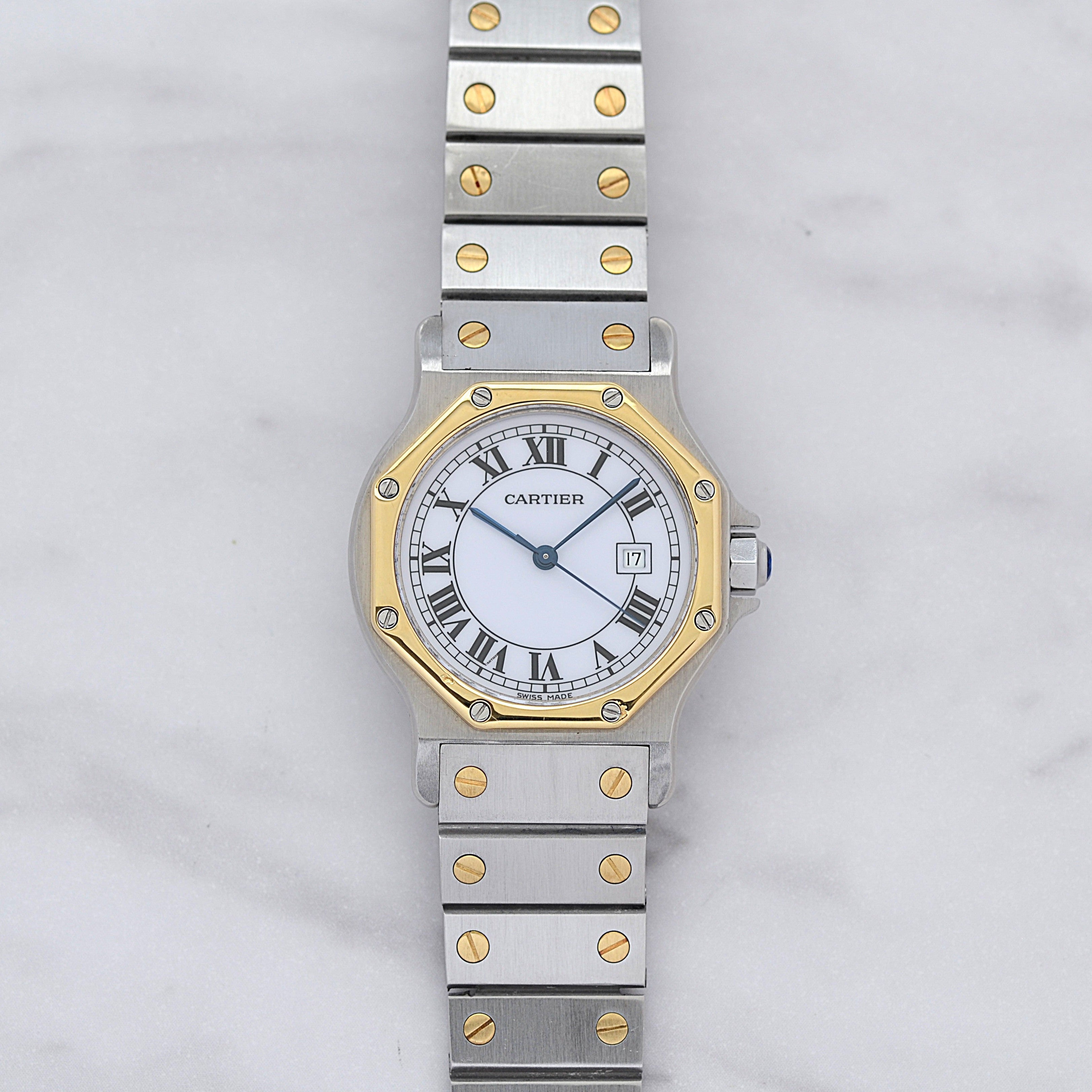 【Cartier】カルティエ サントスオクタゴンLM 18KYG×SS SWISS MADE 表記