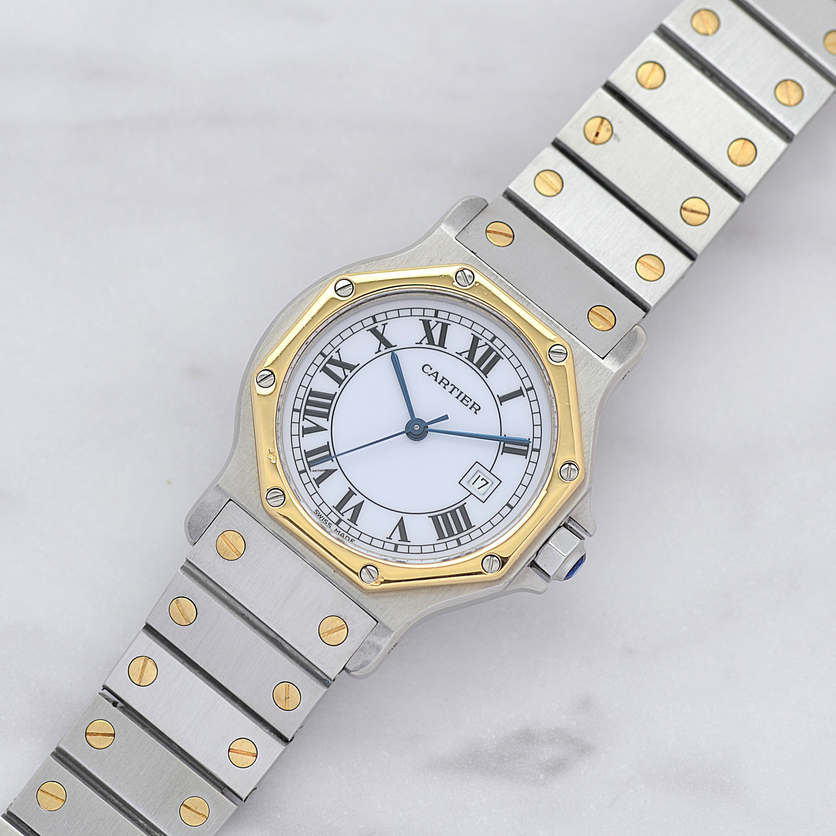 【Cartier】カルティエ サントスオクタゴンLM 18KYG×SS SWISS MADE 表記