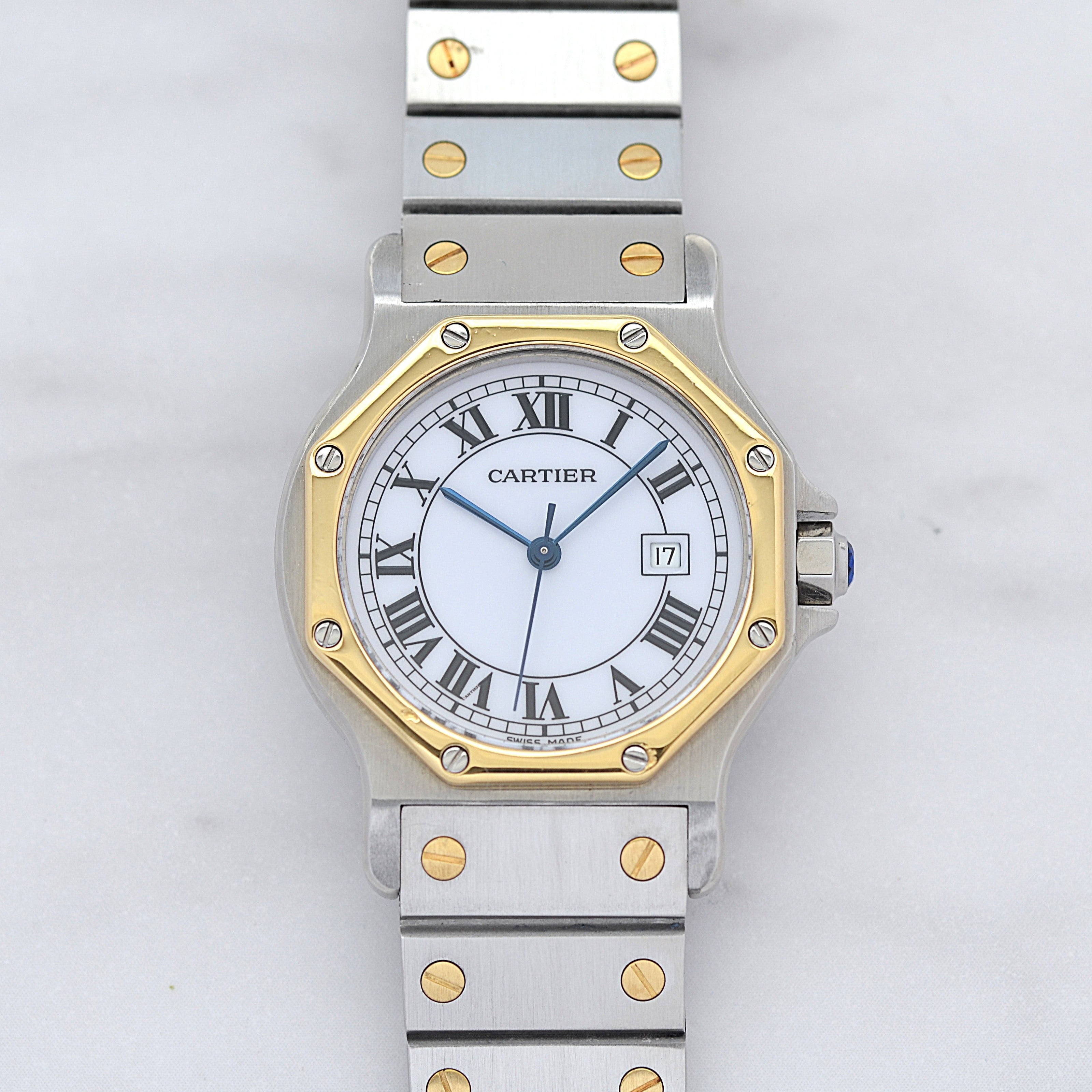 【Cartier】カルティエ サントスオクタゴンLM 18KYG×SS SWISS MADE 表記