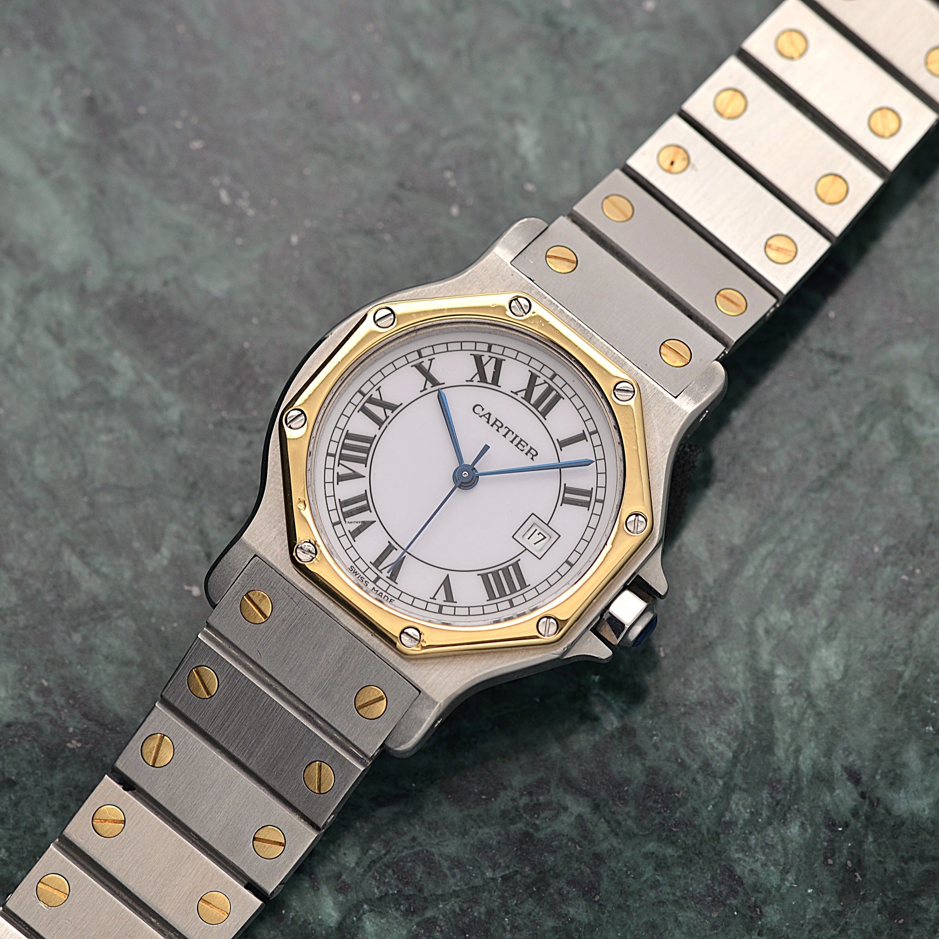 【Cartier】カルティエ サントスオクタゴンLM 18KYG×SS SWISS MADE 表記