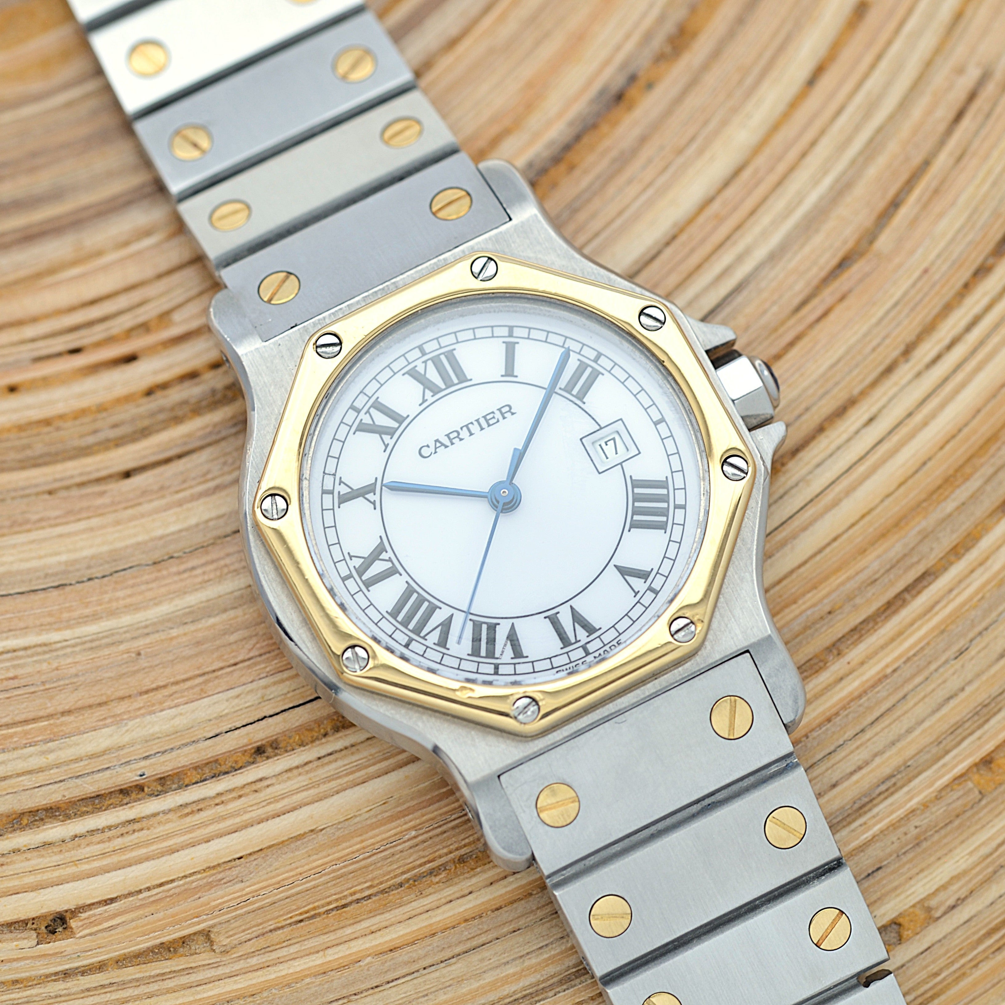 【Cartier】カルティエ サントスオクタゴンLM 18KYG×SS SWISS MADE 表記